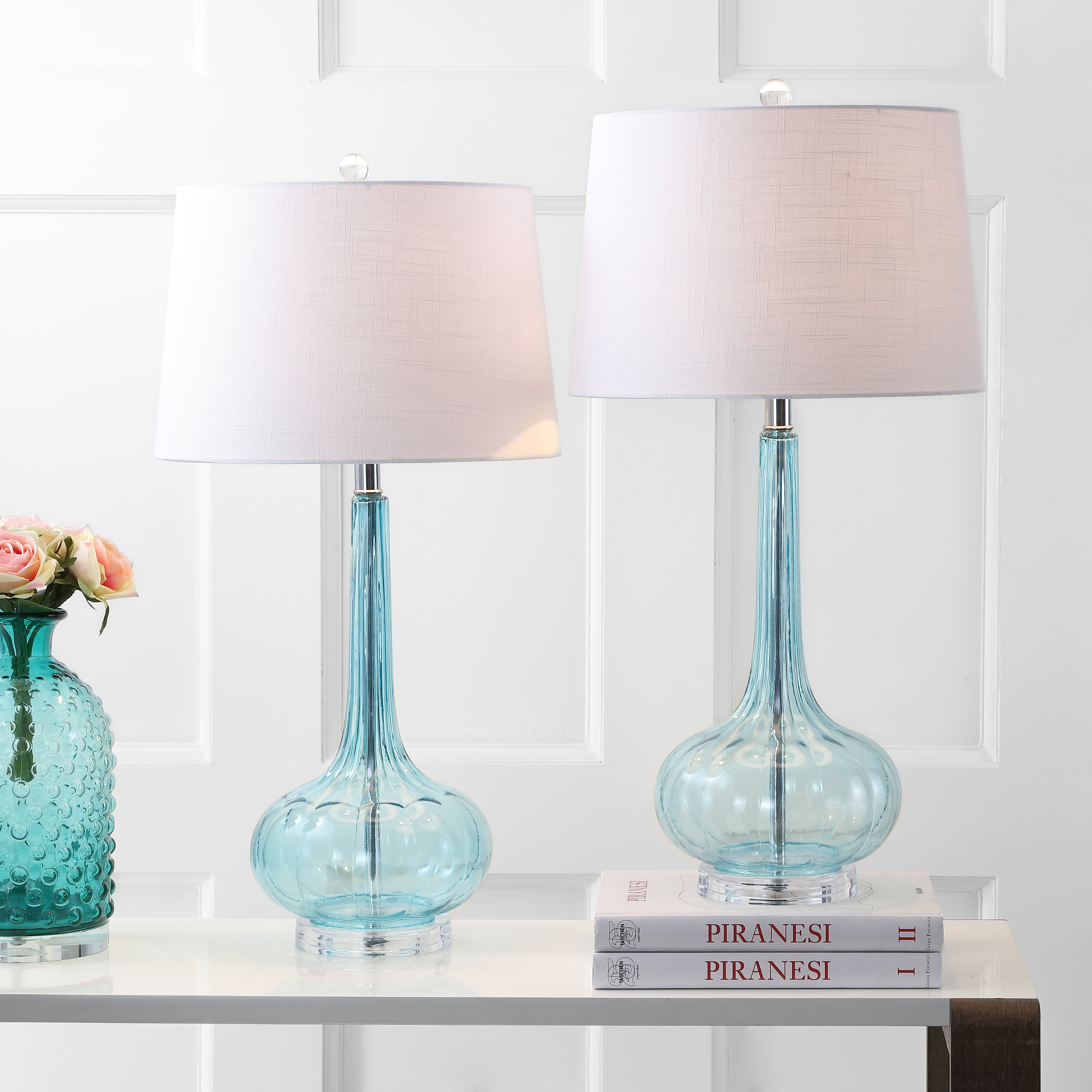 Bette Glass Teardrop LED Table Lamp-Set of 2