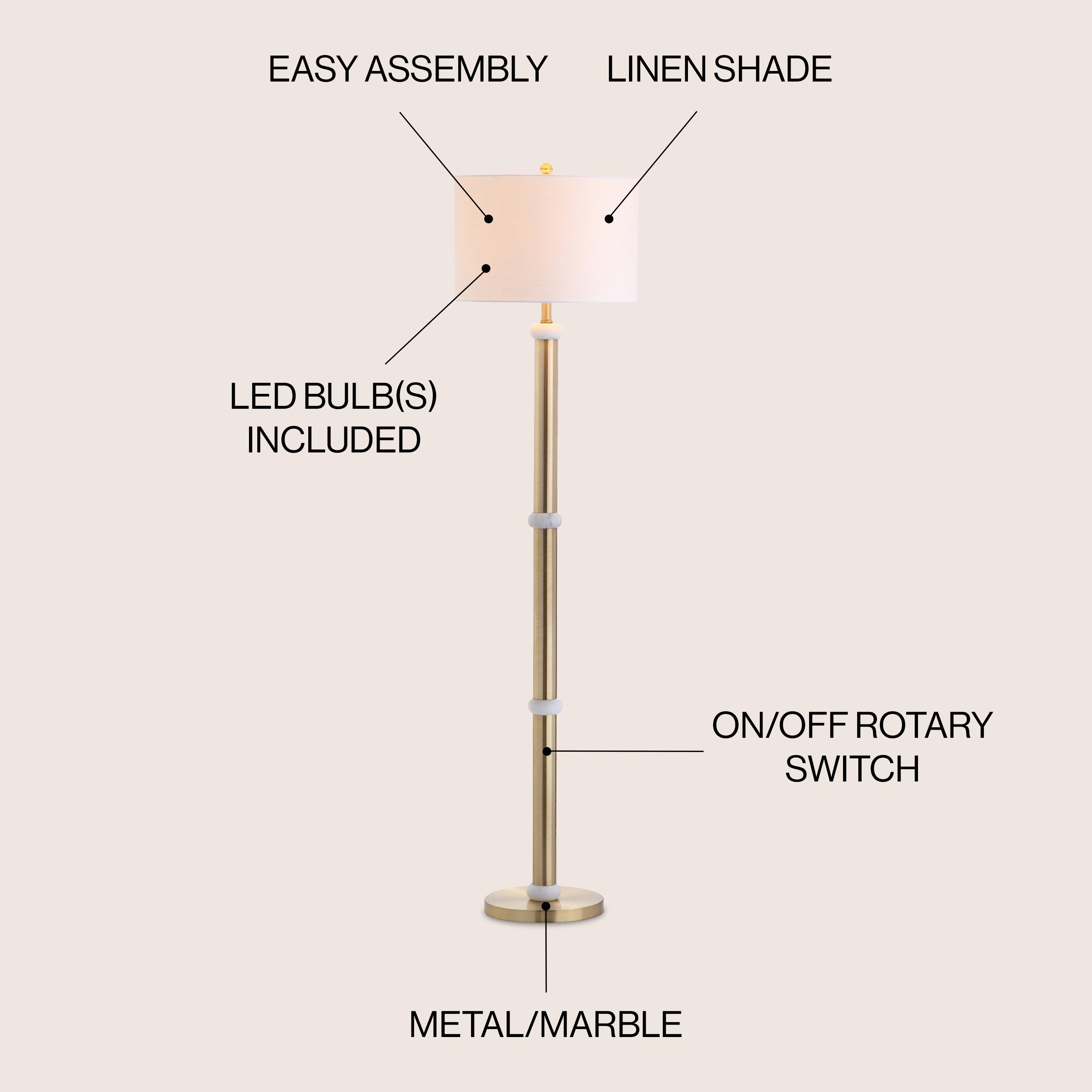 Gregory Metal/Marble LED Floor Lamp