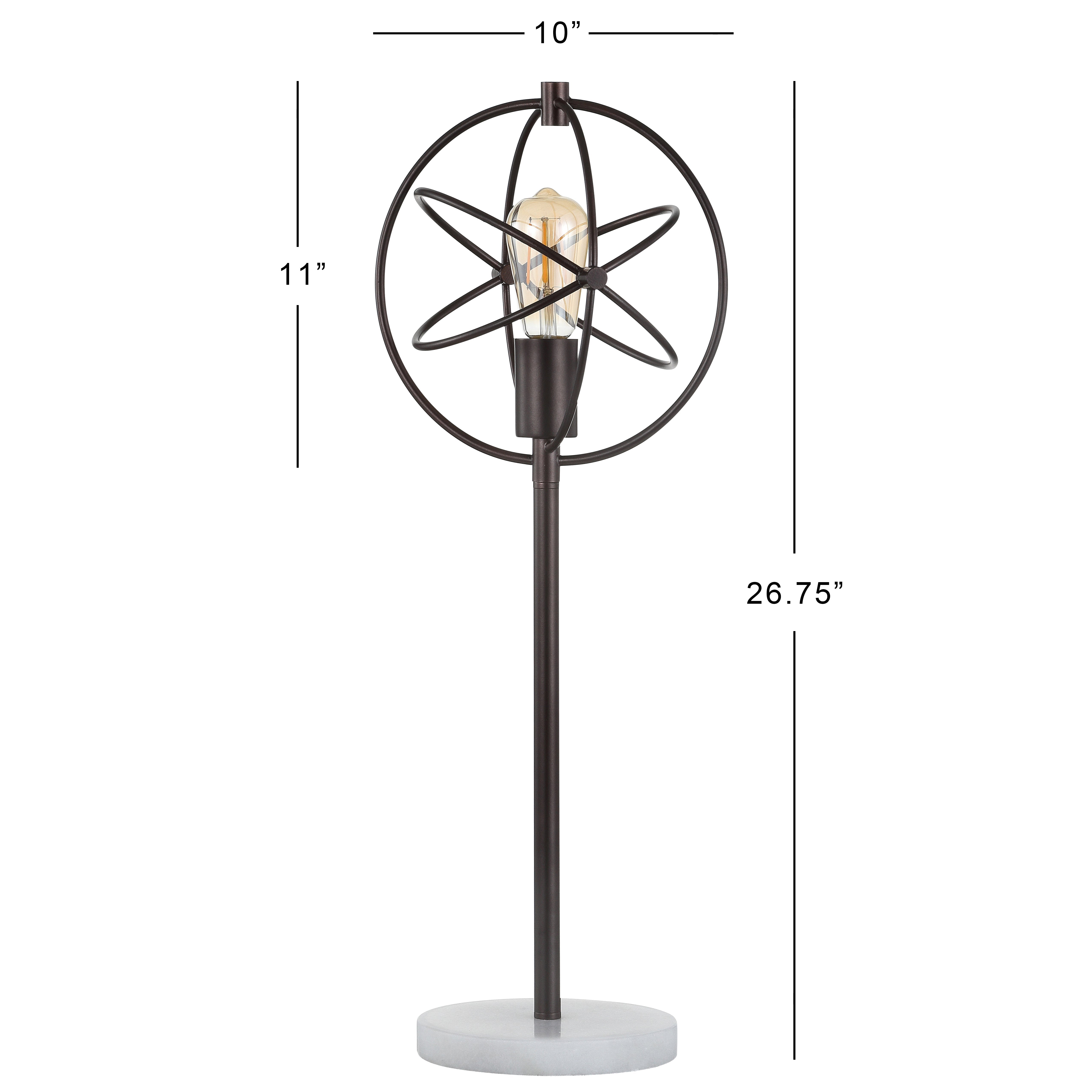 Atomic Edison Bulb Metal/Marble Modern LED Table Lamp