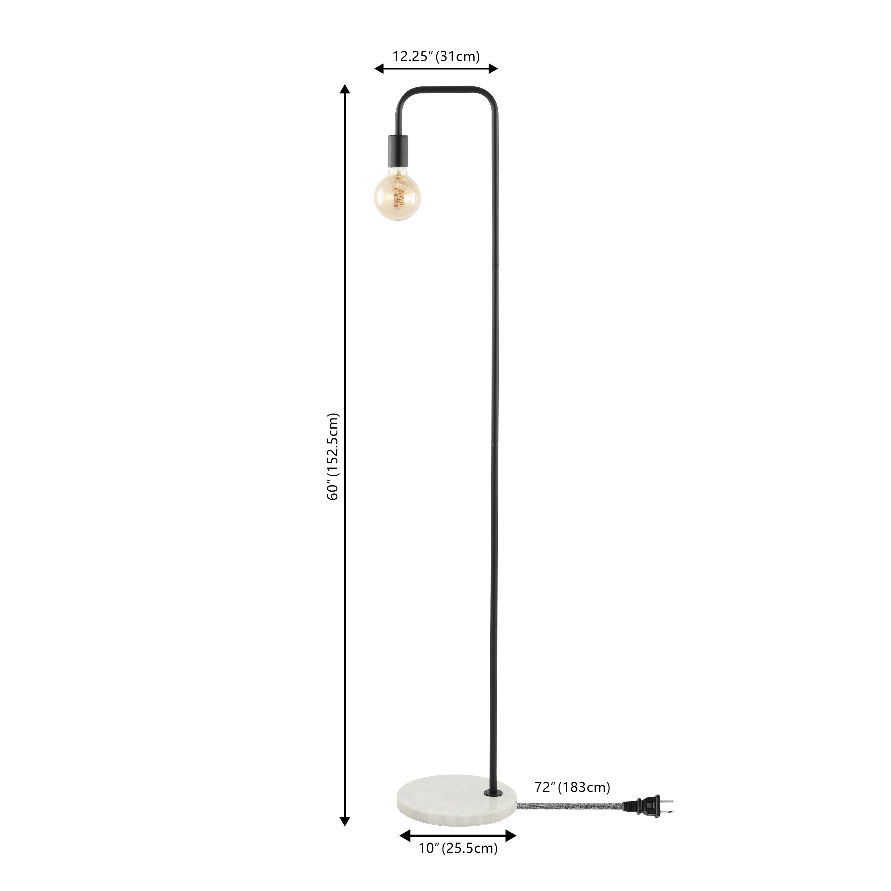 Vega Minimalist Edison Metal/Marble LED Floor Lamp