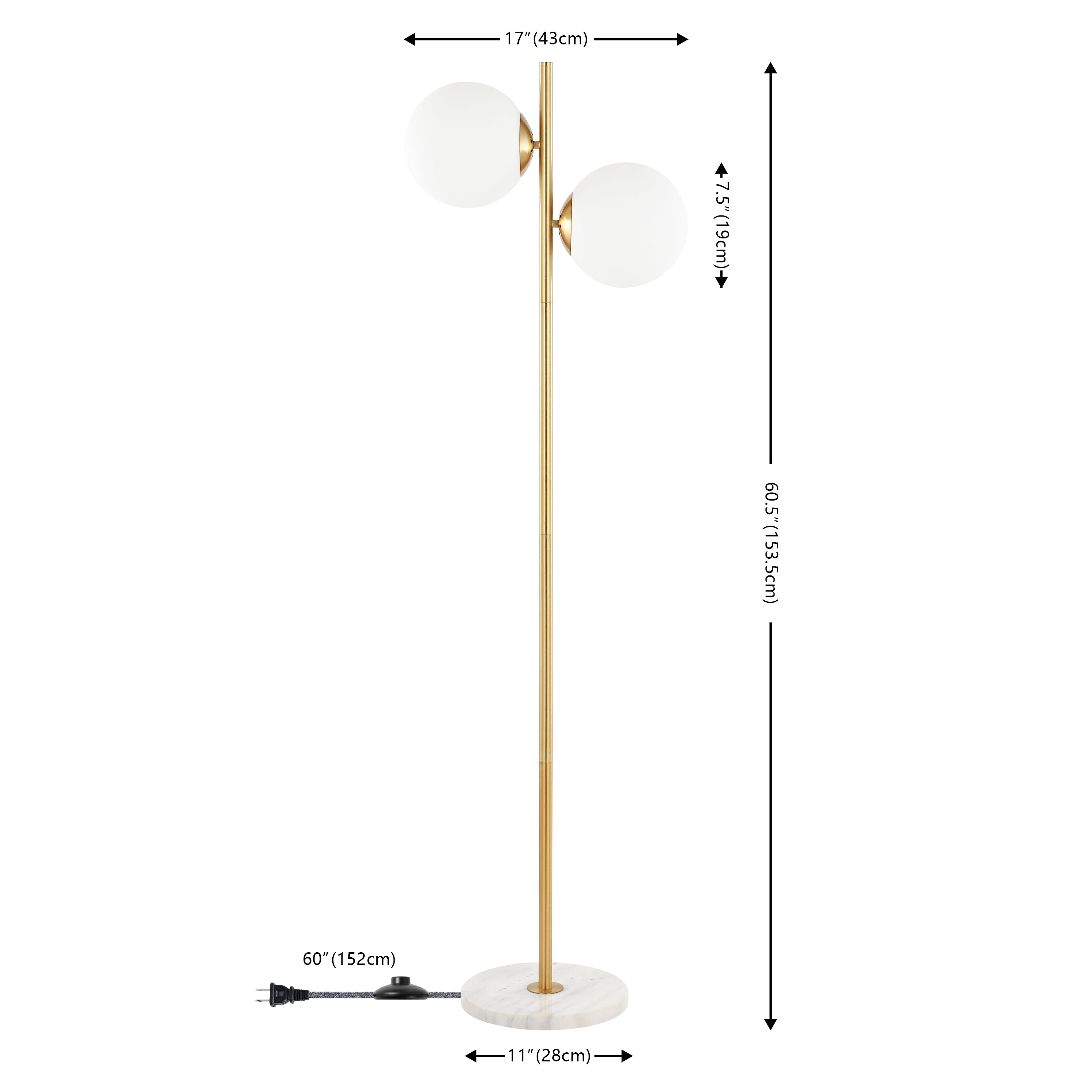 Oscar 2-Light Modern Parisian Candlestick Iron LED Floor Lamp