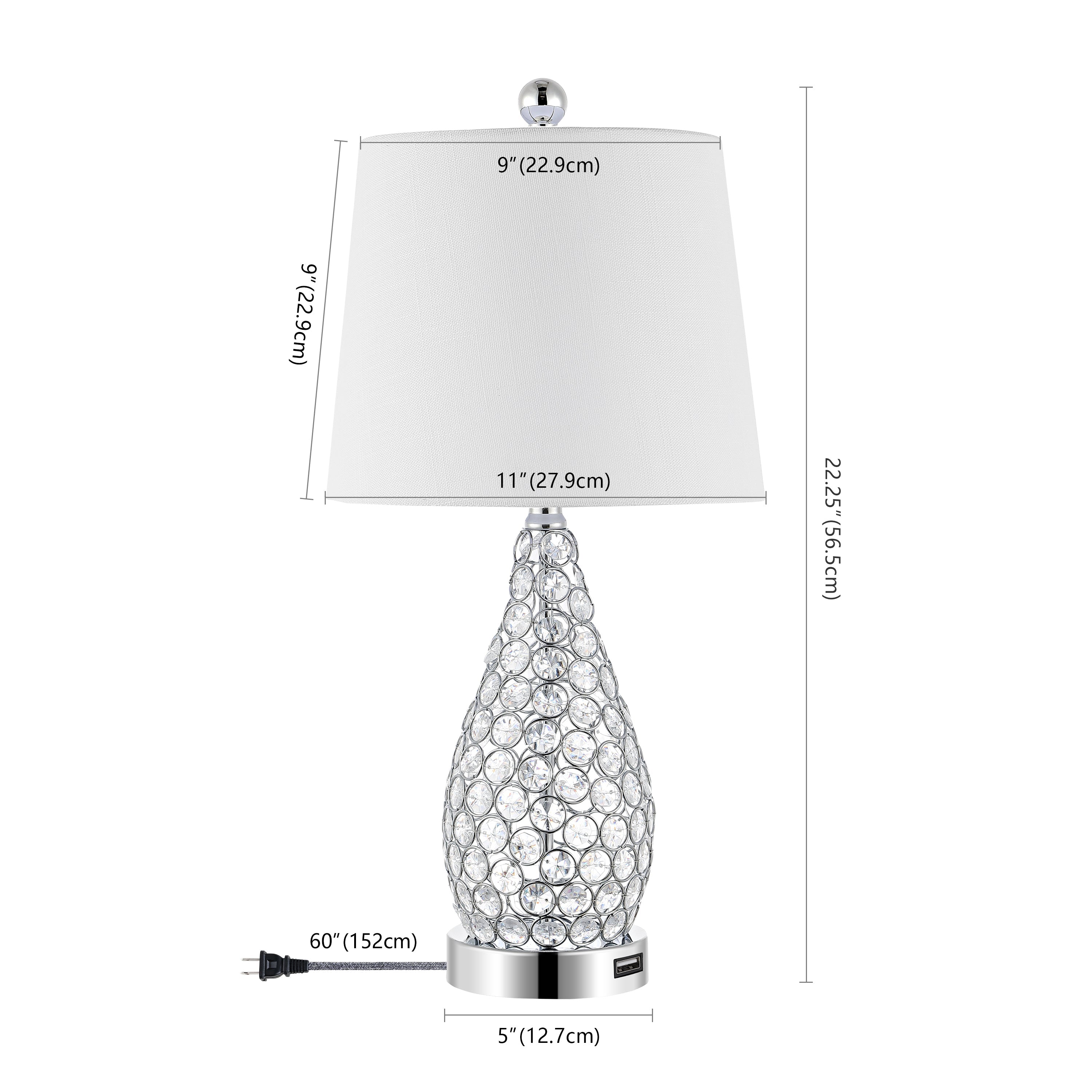 Lily Midcentury Modern Iron LED Table Lamp with USB Charging Port