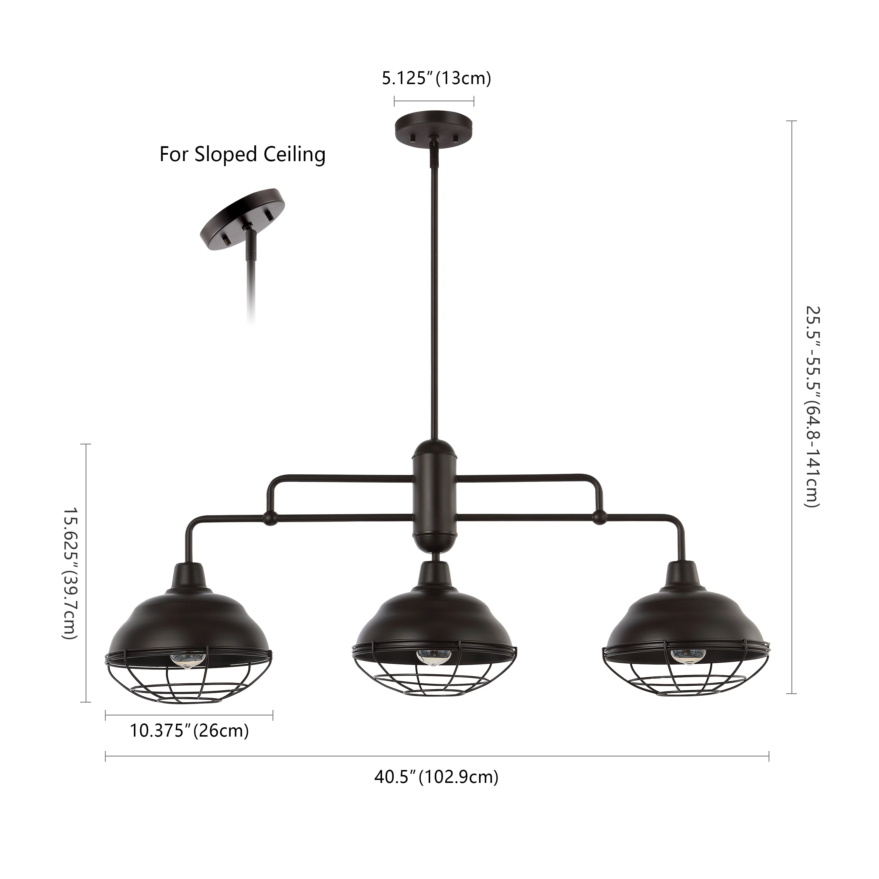 Levi 3-Light Industrial Farmhouse Iron Linear LED Pendant