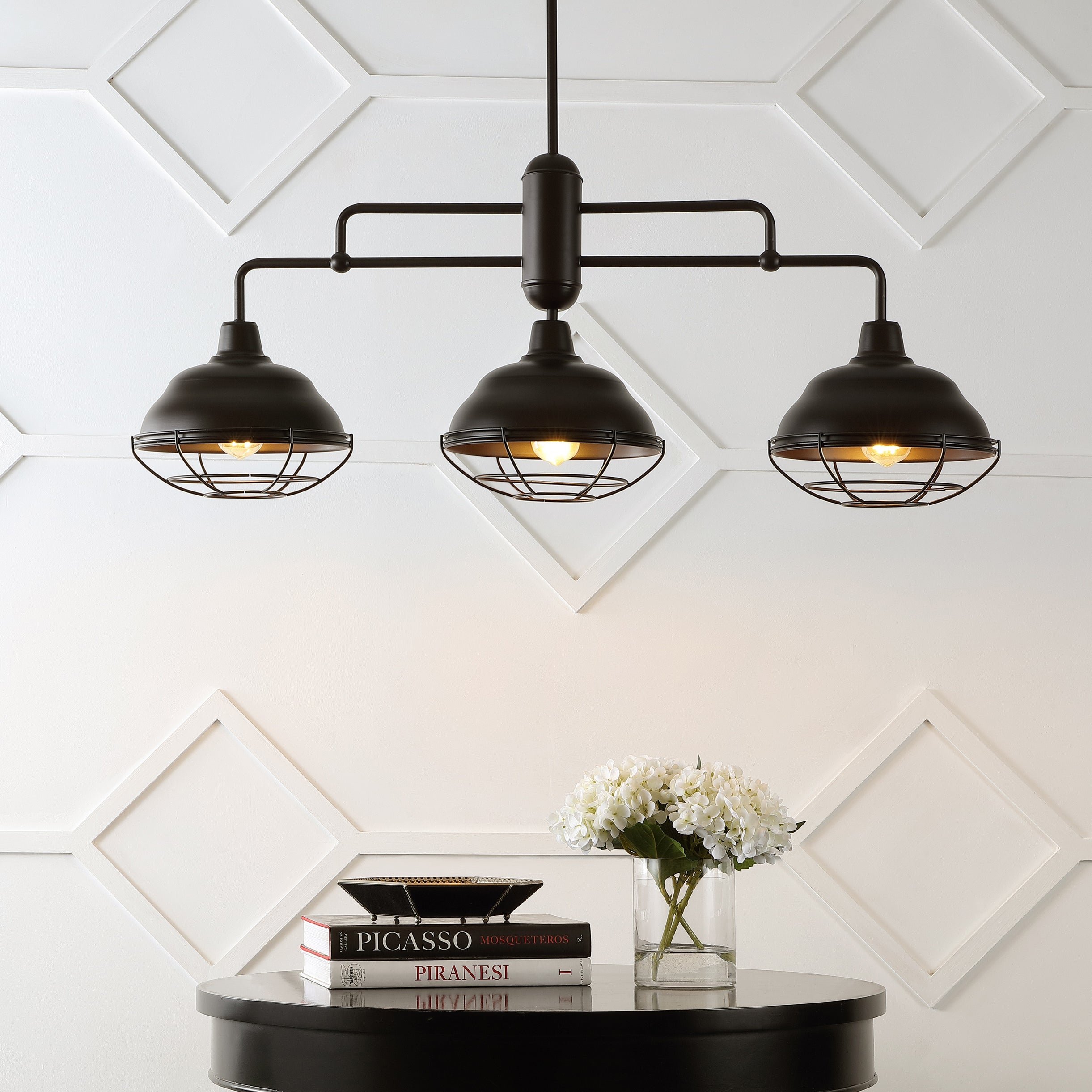 Levi 3-Light Industrial Farmhouse Iron Linear LED Pendant