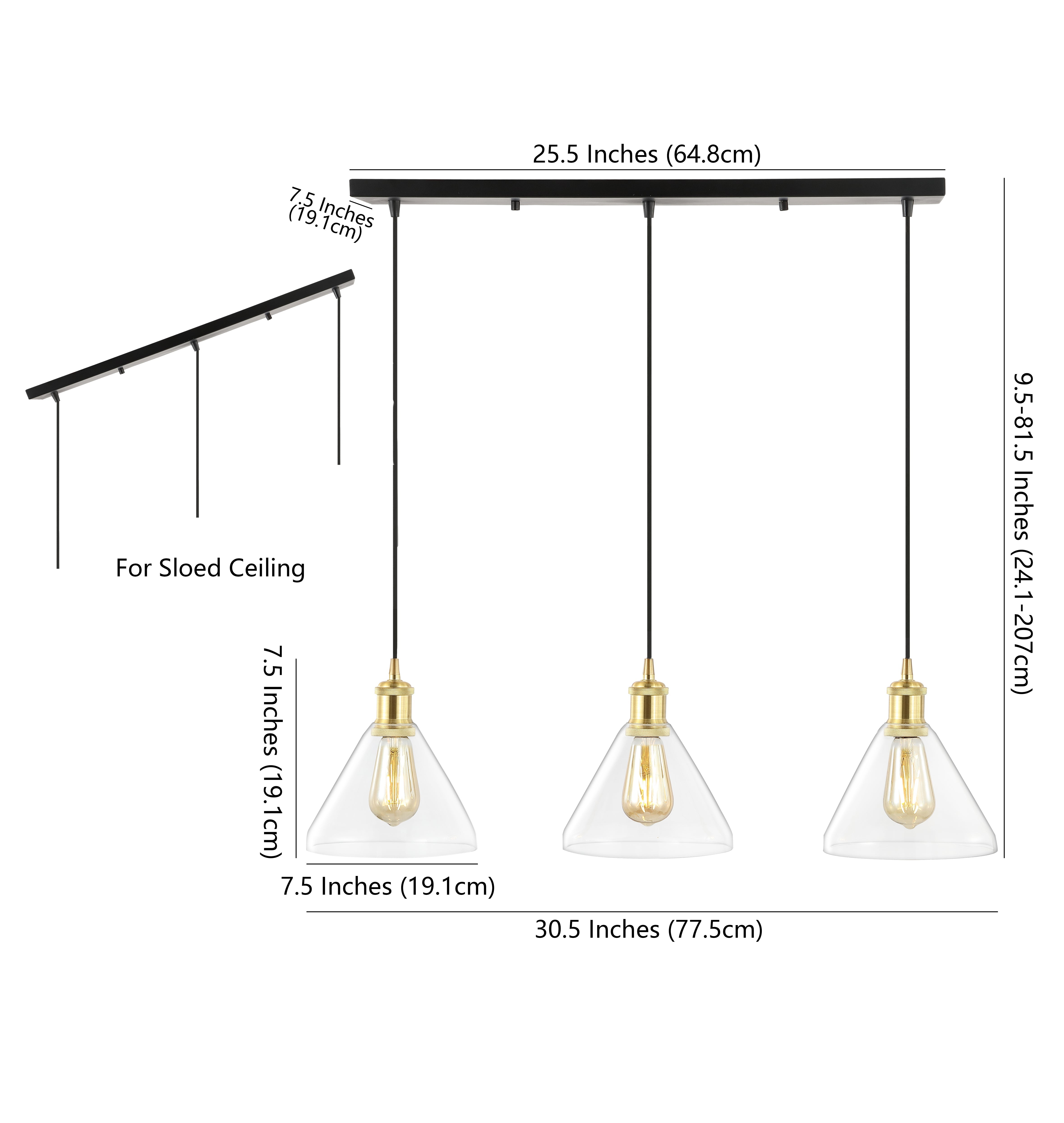 Kiawah 3-Light Metal/Glass Contemporary Modern LED Pendant