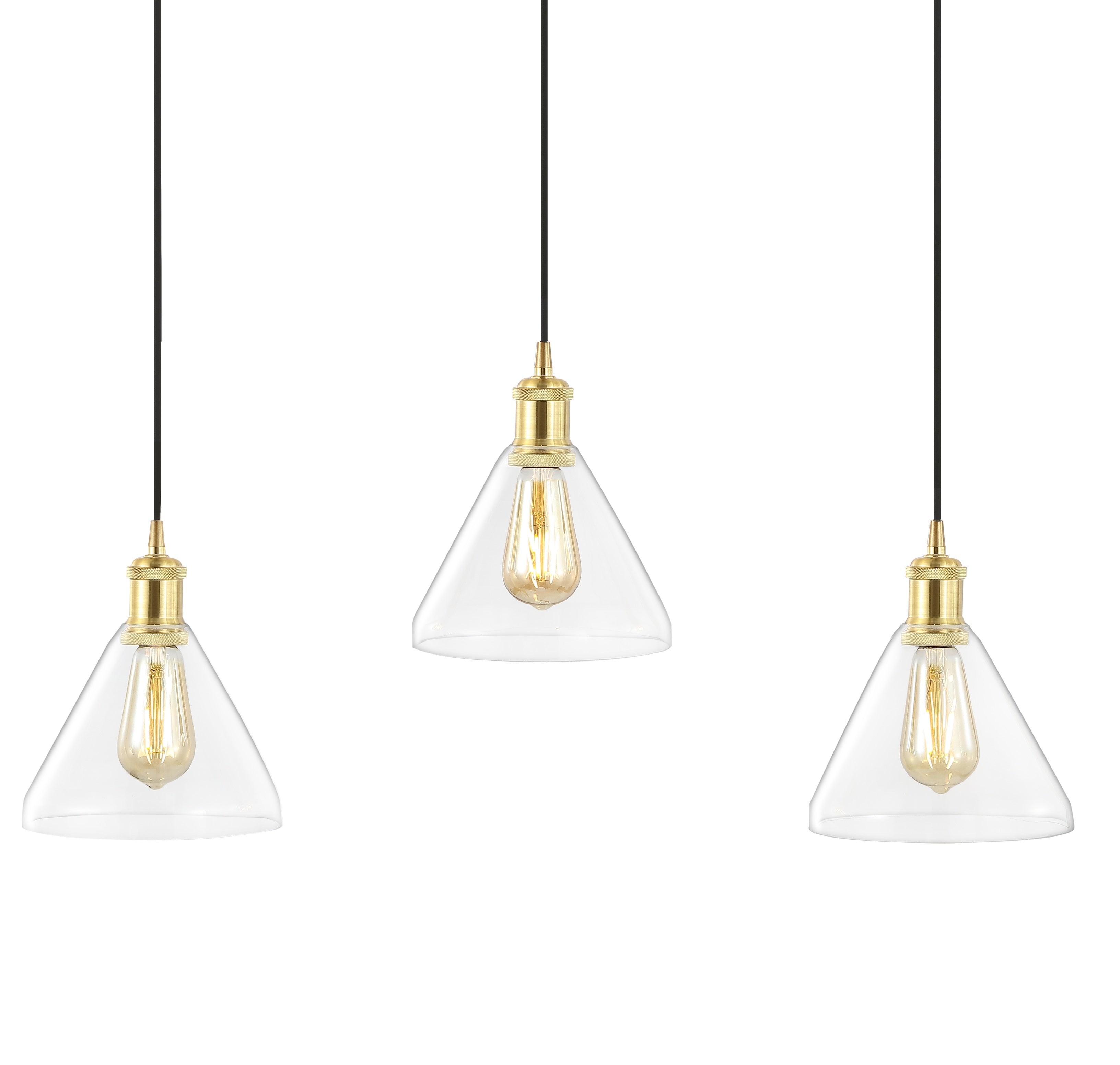 Kiawah 3-Light Metal/Glass Contemporary Modern LED Pendant