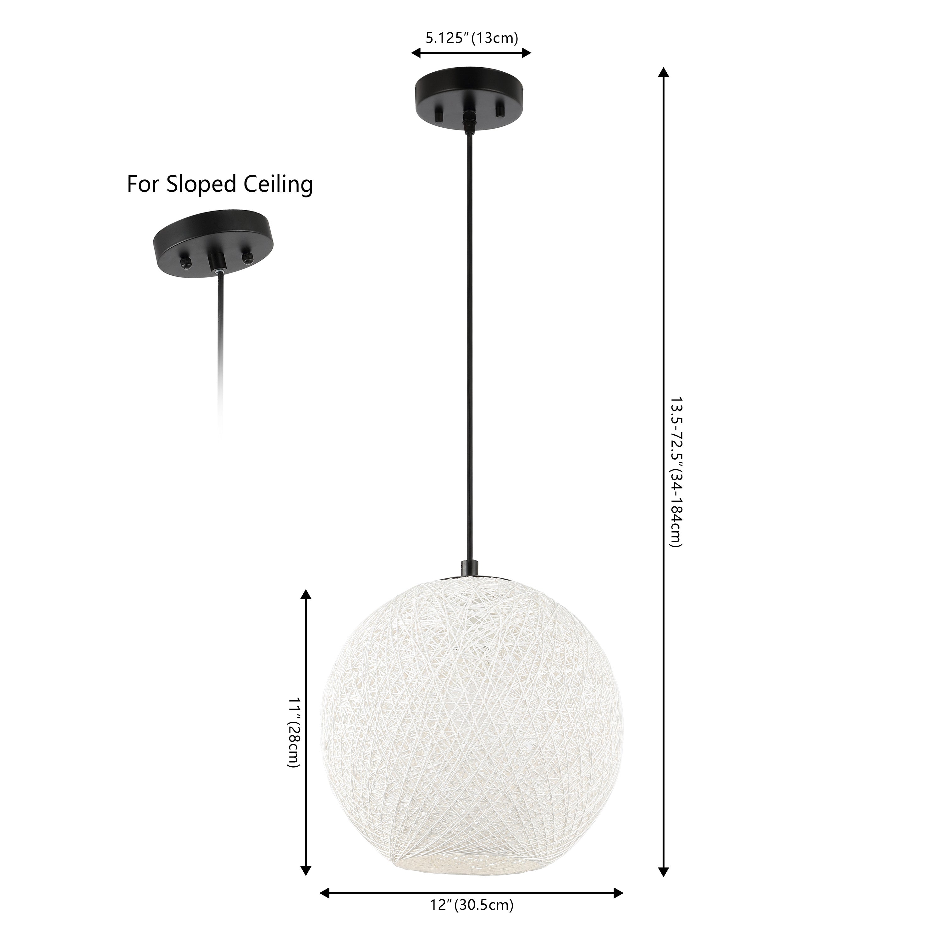 Lacey 1-Light Bohemian Minimalist Iron/Rope Woven Globe LED Pendant