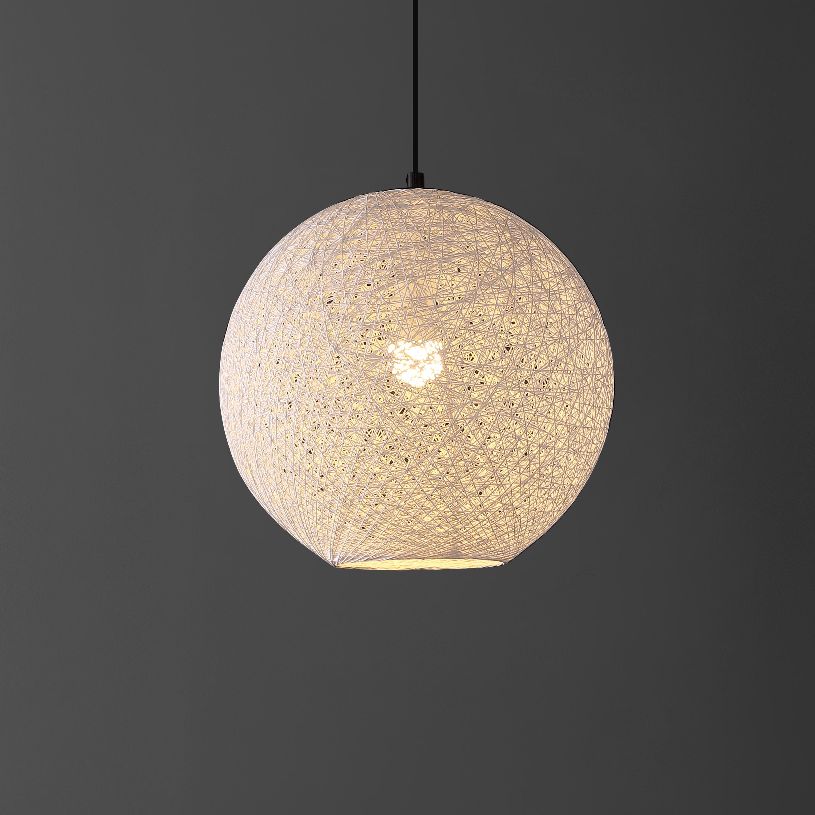 Lacey 1-Light Bohemian Minimalist Iron/Rope Woven Globe LED Pendant