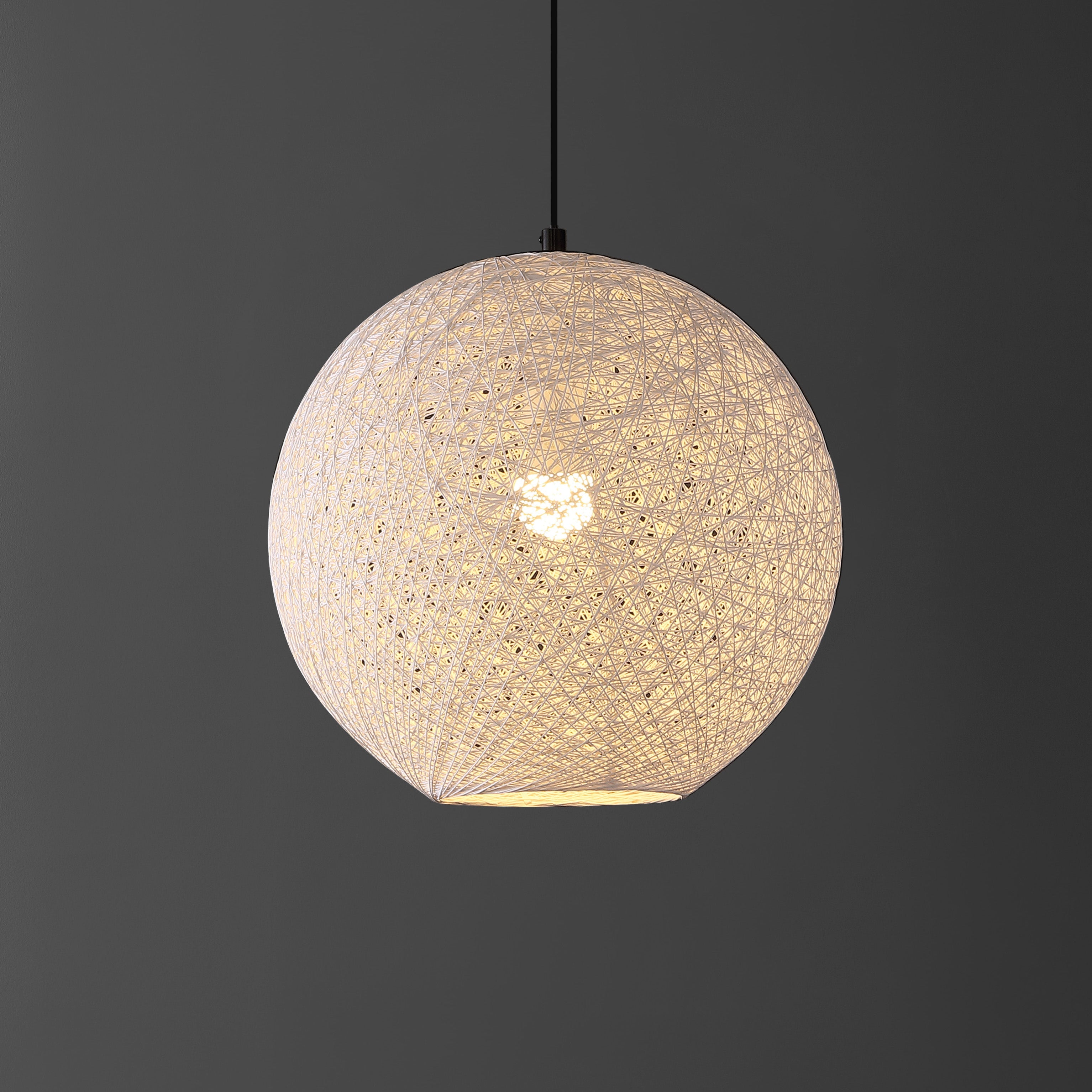 Lacey 1-Light Bohemian Minimalist Iron/Rope Woven Globe LED Pendant