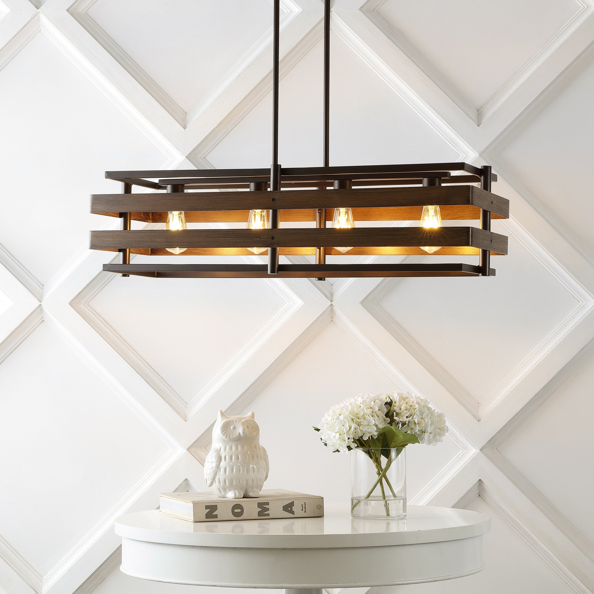 Horizon 4-Light Rustic Farmhouse Iron Linear LED Pendant