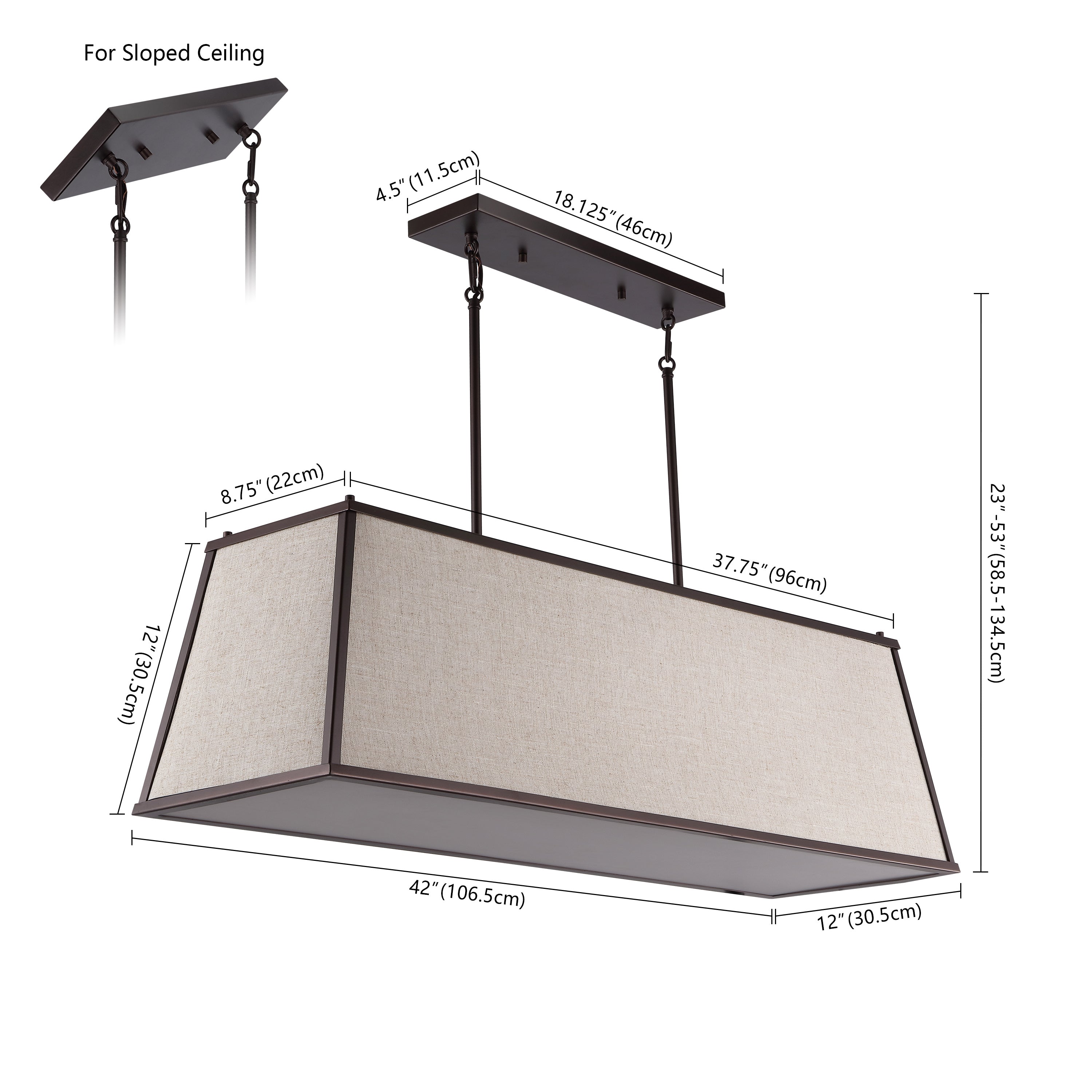 Crosby 4-Light Minimalist Industrial Trapezoidal Linen Iron Linear LED Pendant