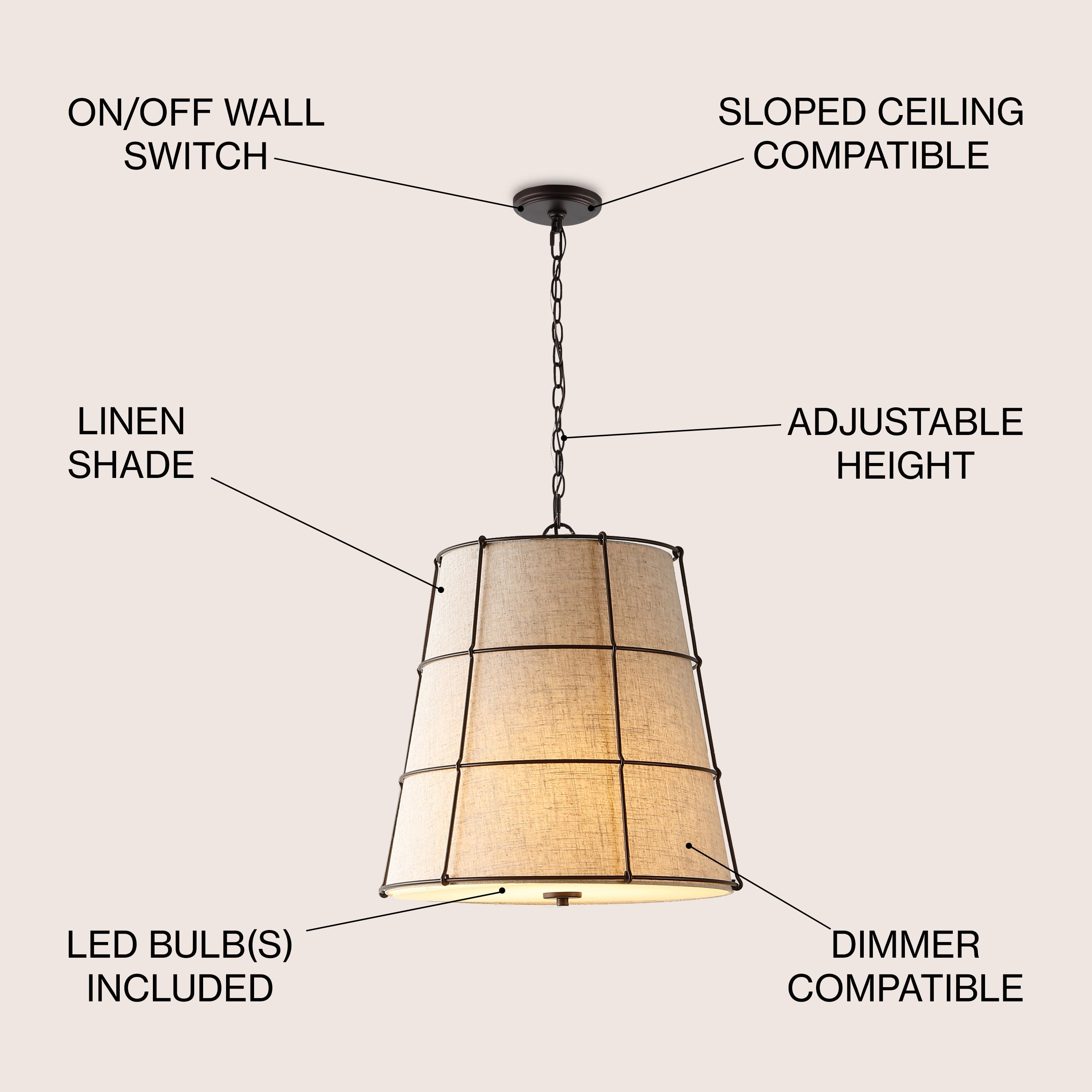Silas 3-Light Rustic Farmhouse Iron LED Pendant