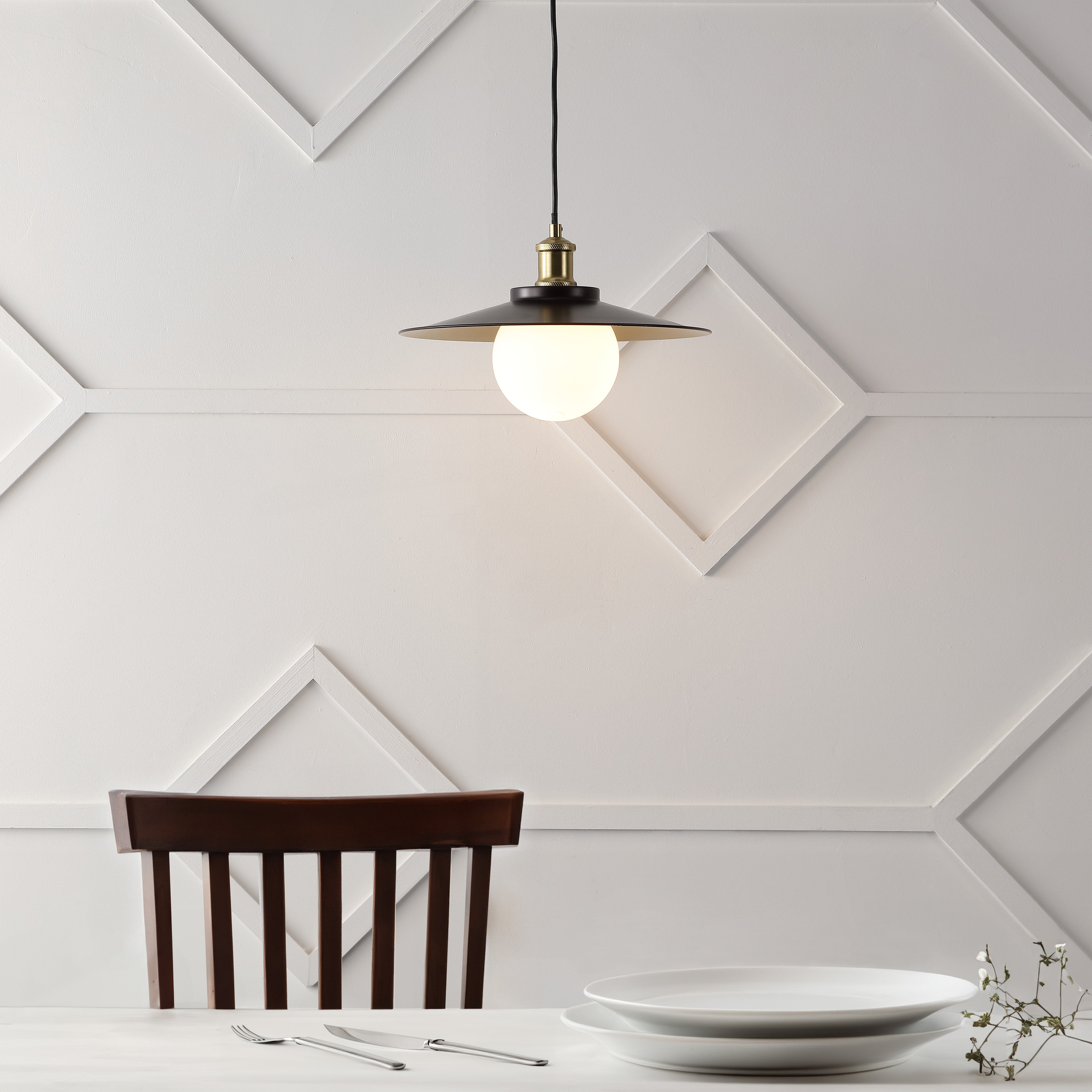 Hadley 1-Light Scandinavian Farmhouse Iron/Frosted Glass LED Pendant