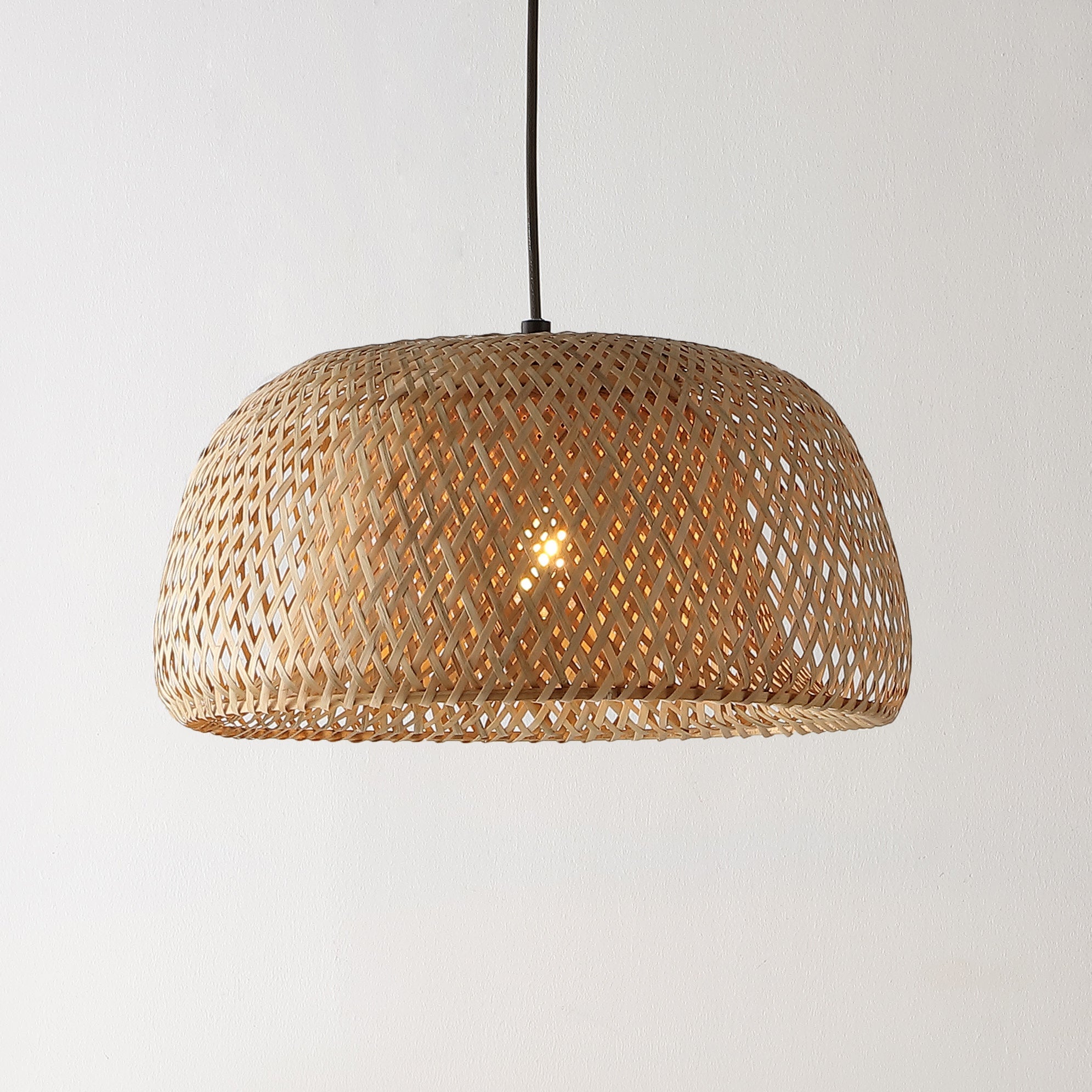 Mateo 1-Light Farmhouse Coastal Bamboo 180" Cord Plug-In or Hardwired LED Pendant