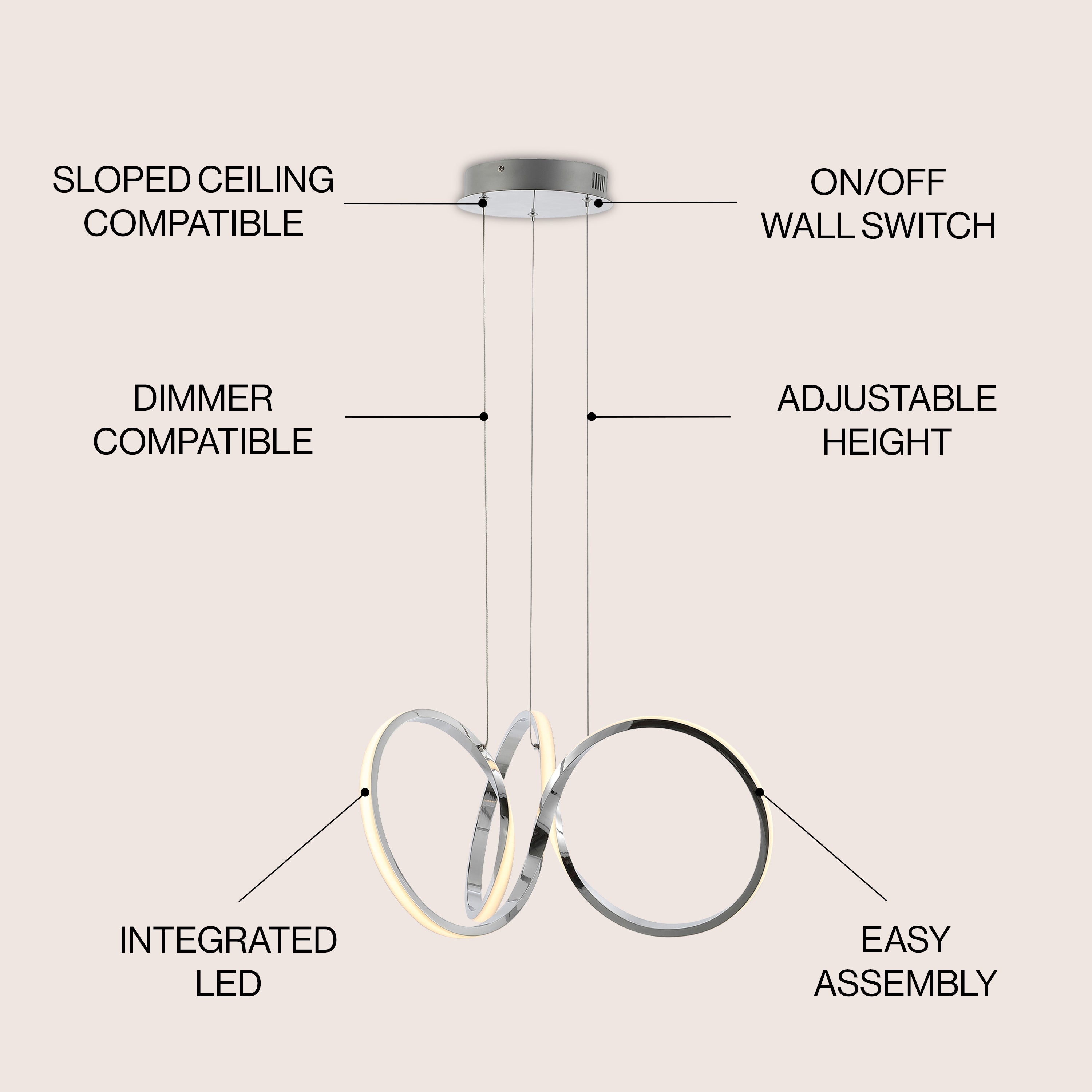 Helix 1-Light Contemporary Minimalist Aluminum Ribbon Integrated LED Pendant