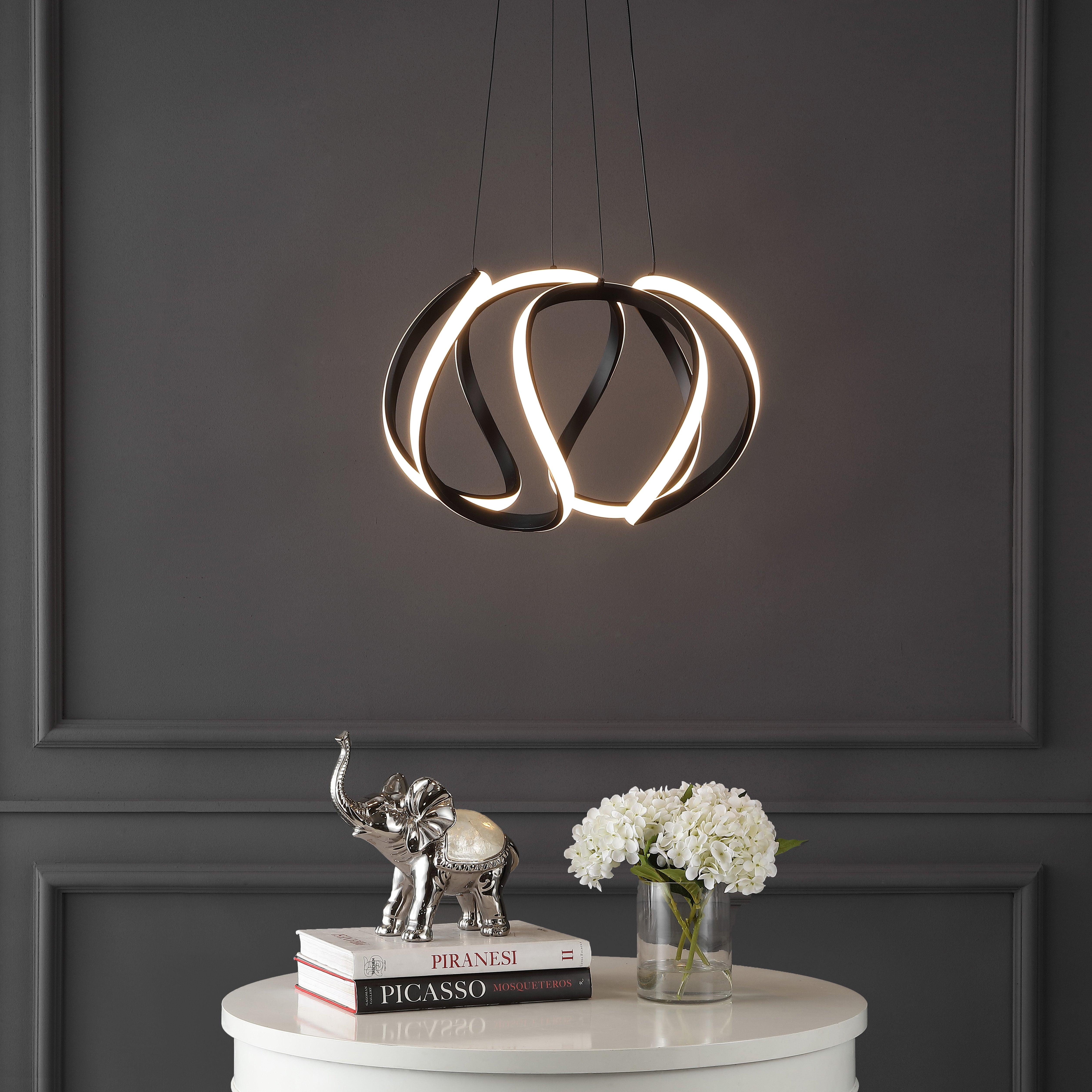 Euphoria 1-Light Contemporary Designer Aluminum/Iron Scribble Integrated LED Pendant Light