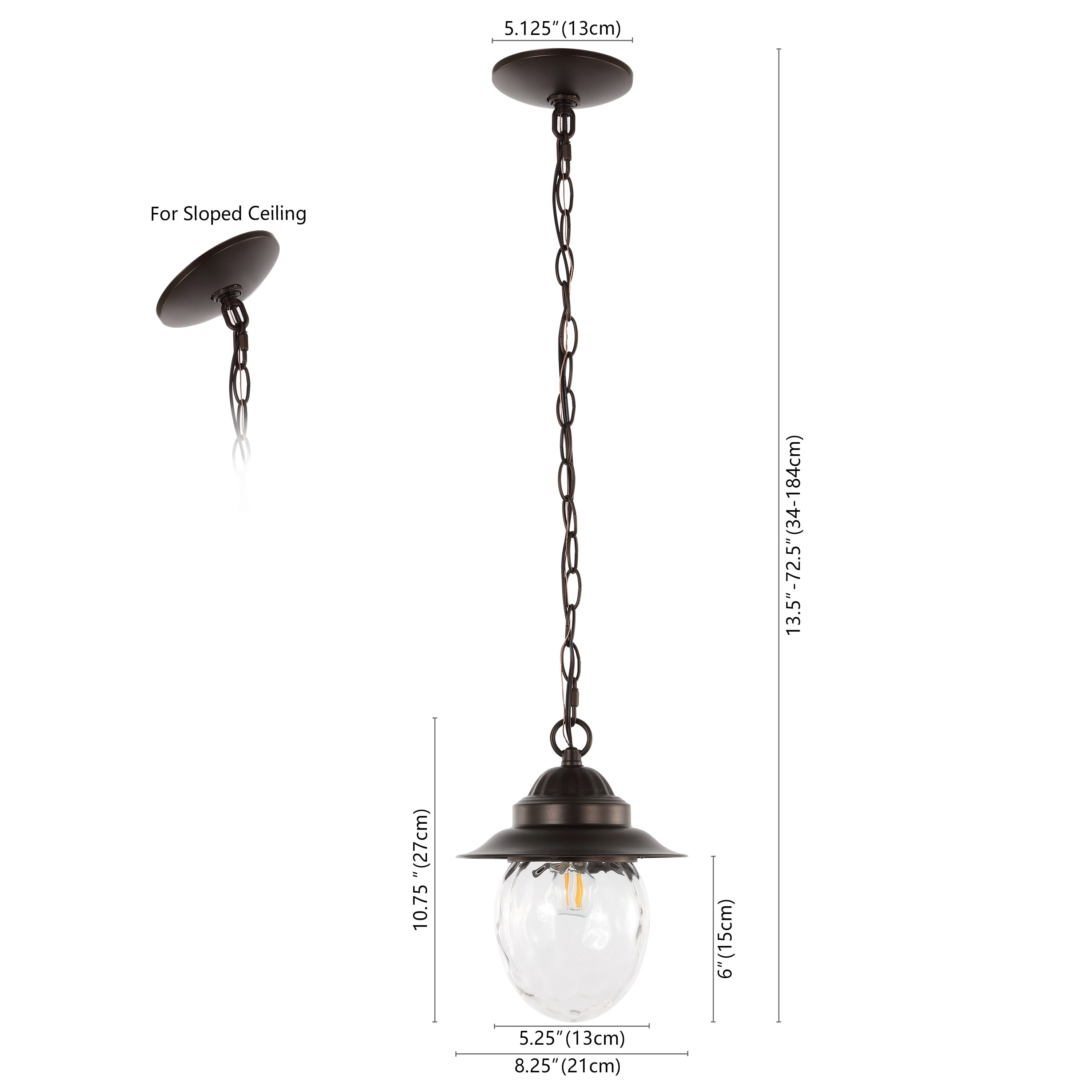 Manteo 1-Light Farmhouse Industrial Iron/Glass Outdoor LED Pendant