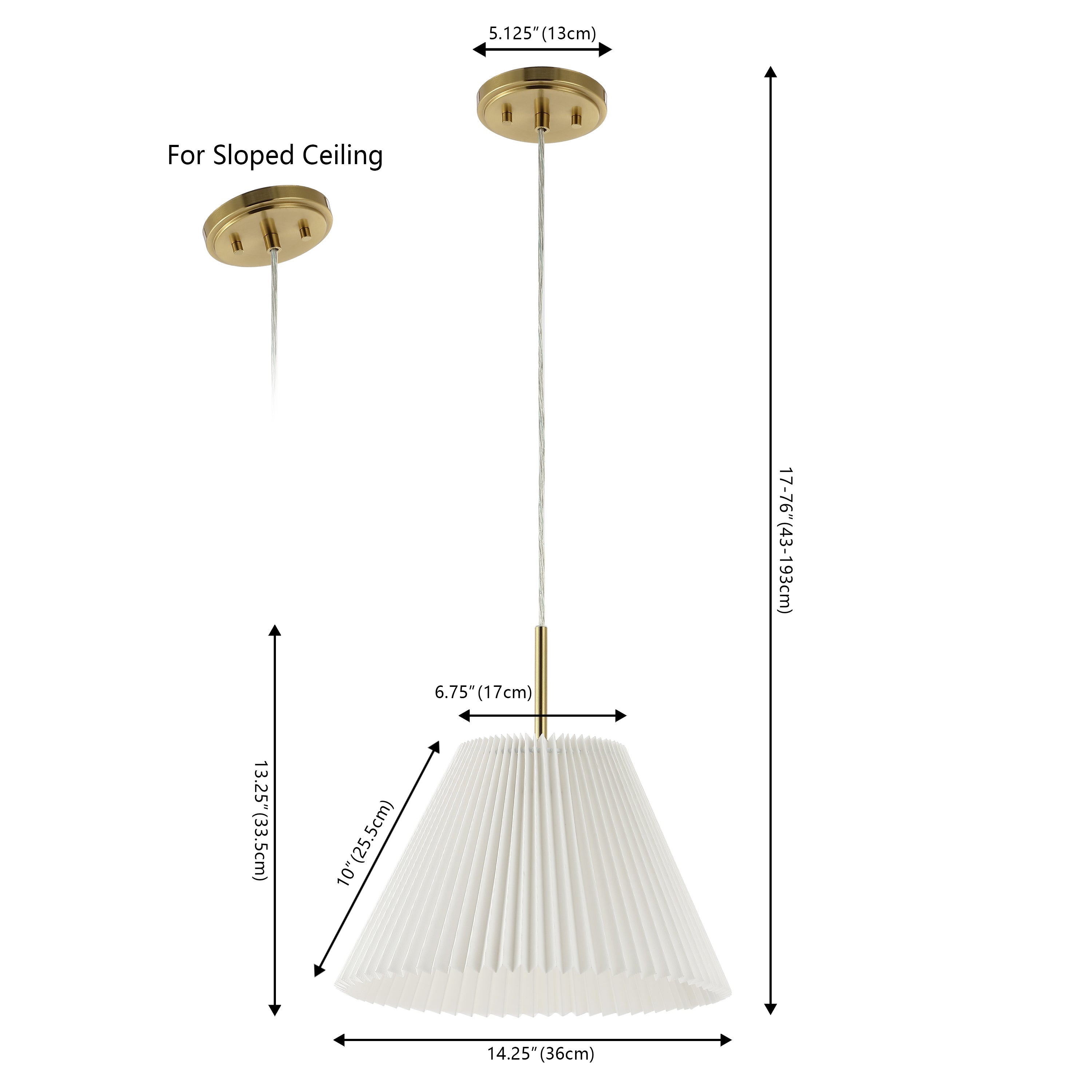 Alden 1-Light Classic French Country Iron LED Pendant with Pleated Shade