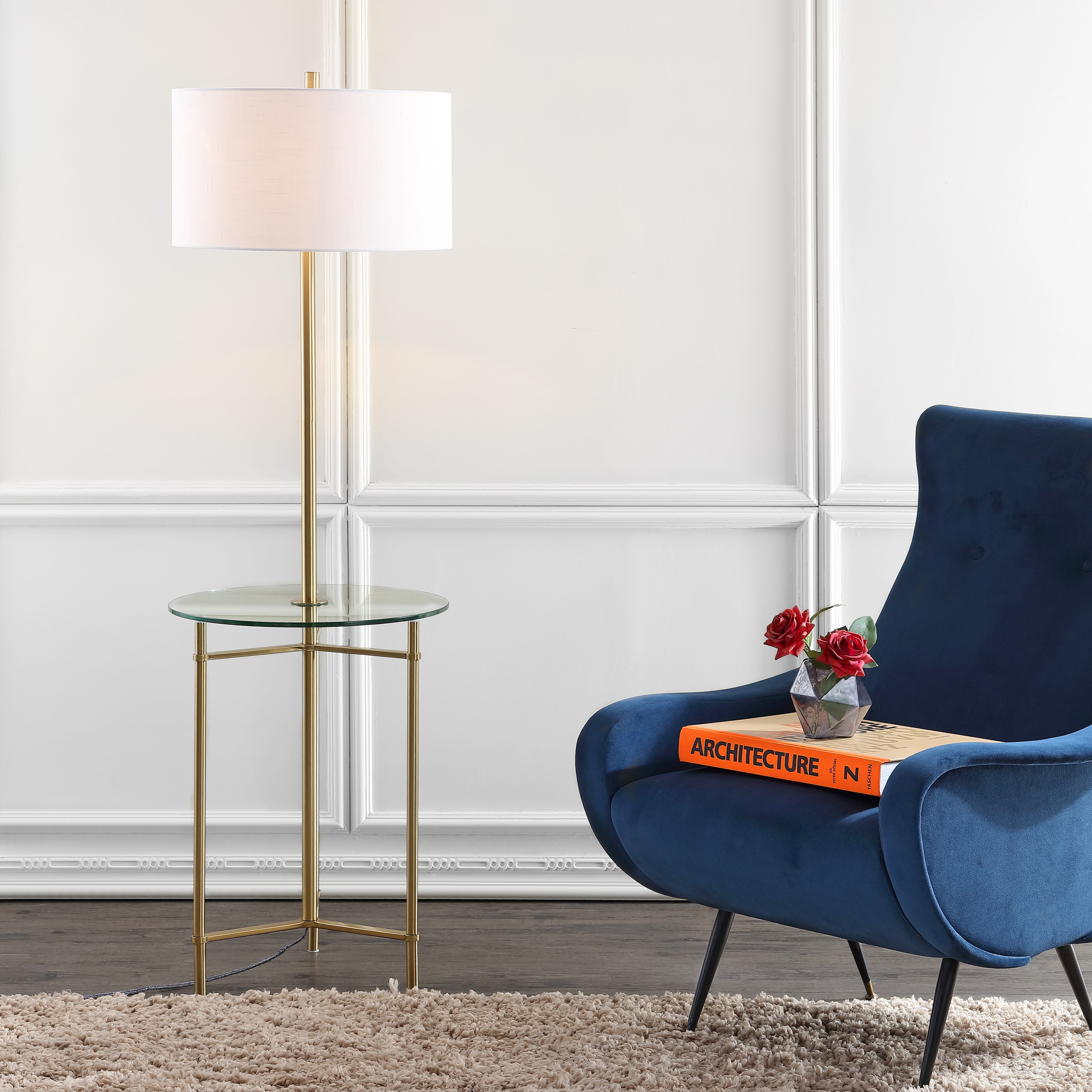 Charles Metal/Glass LED Side Table and Floor Lamp