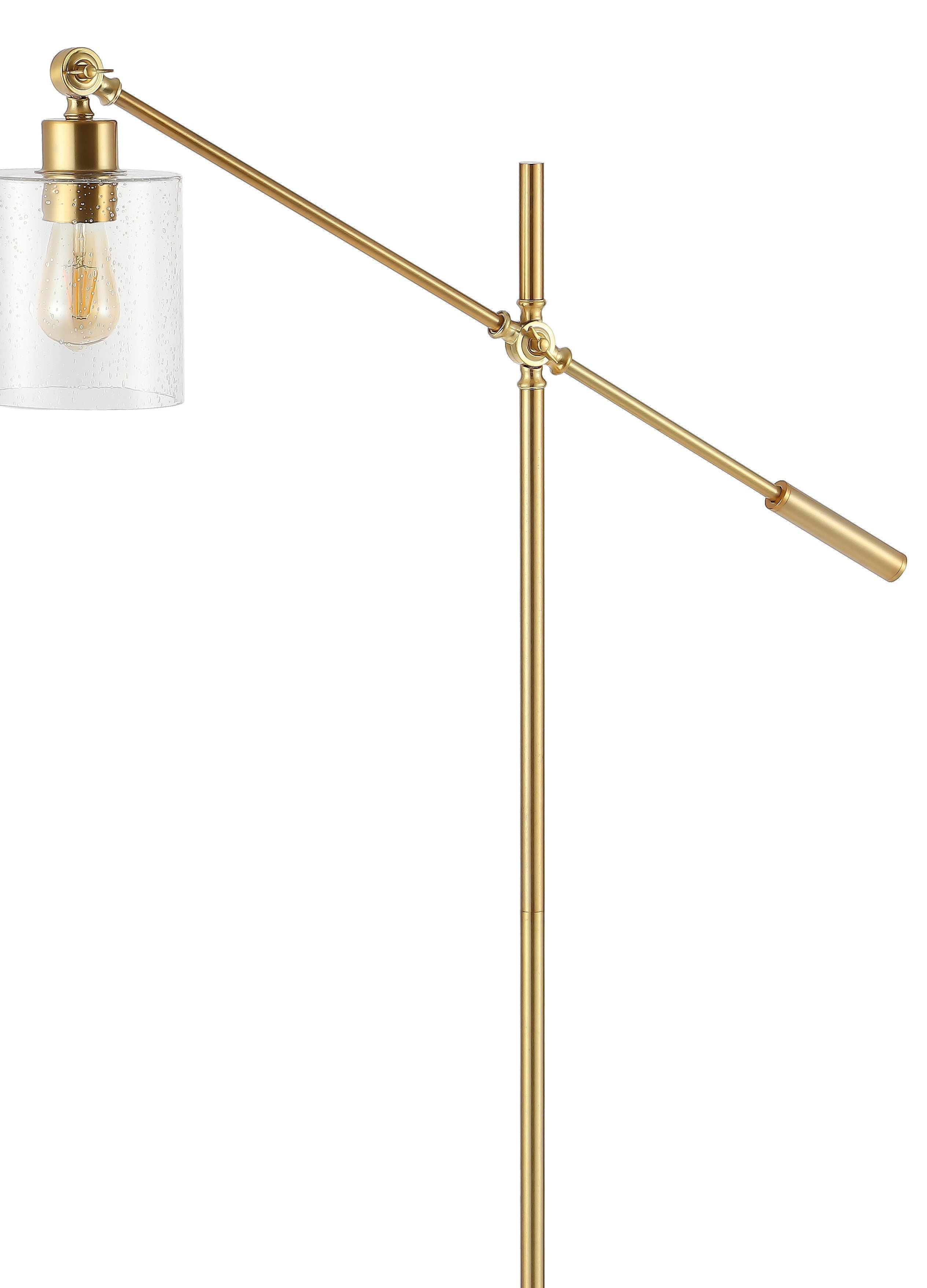 Kathryn Iron/Seeded Glass Adjustable Head Modern LED Floor Lamp