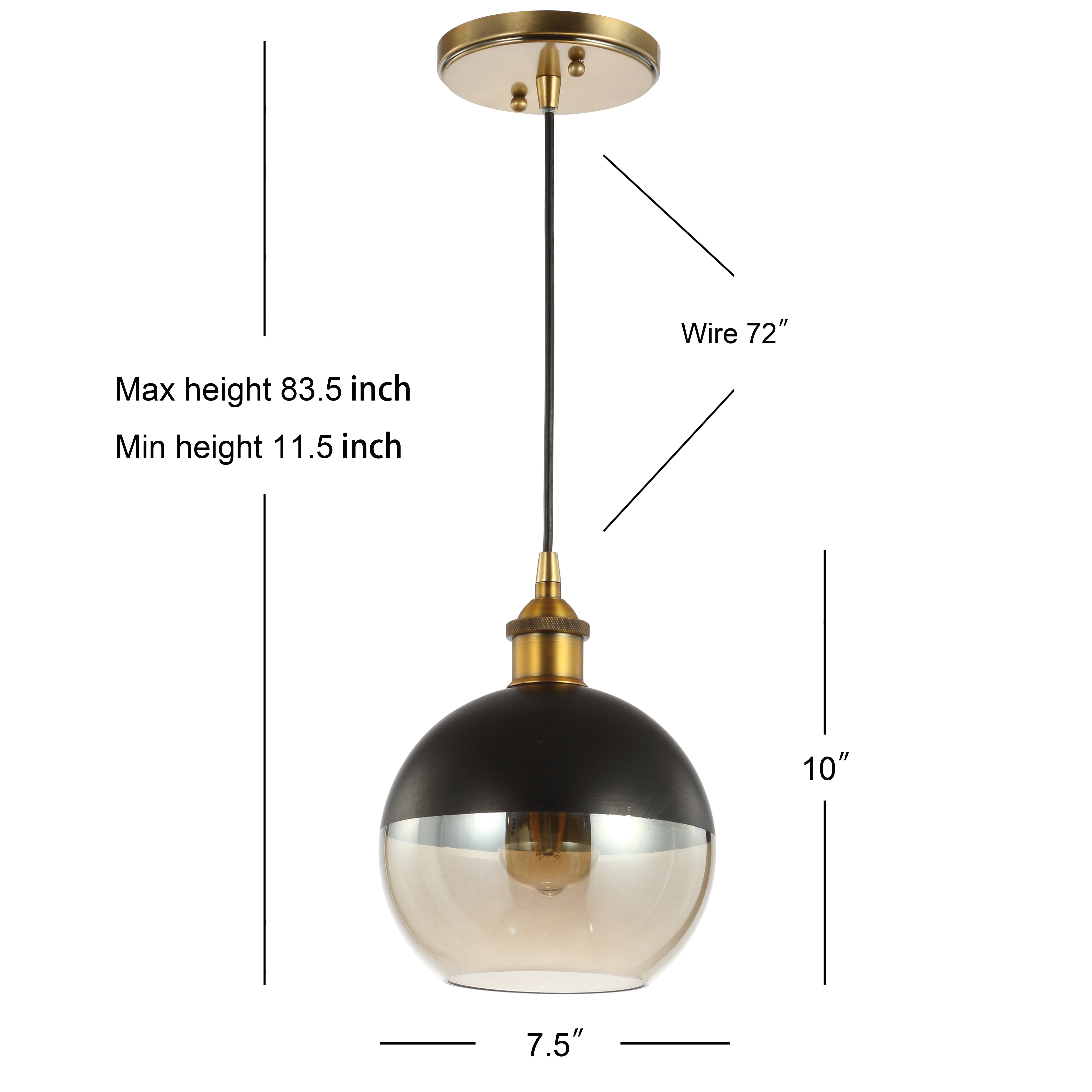 Nixon 1-Light MidCentury Modern Metal/Glass Adjustable Drop Globe LED Pendant