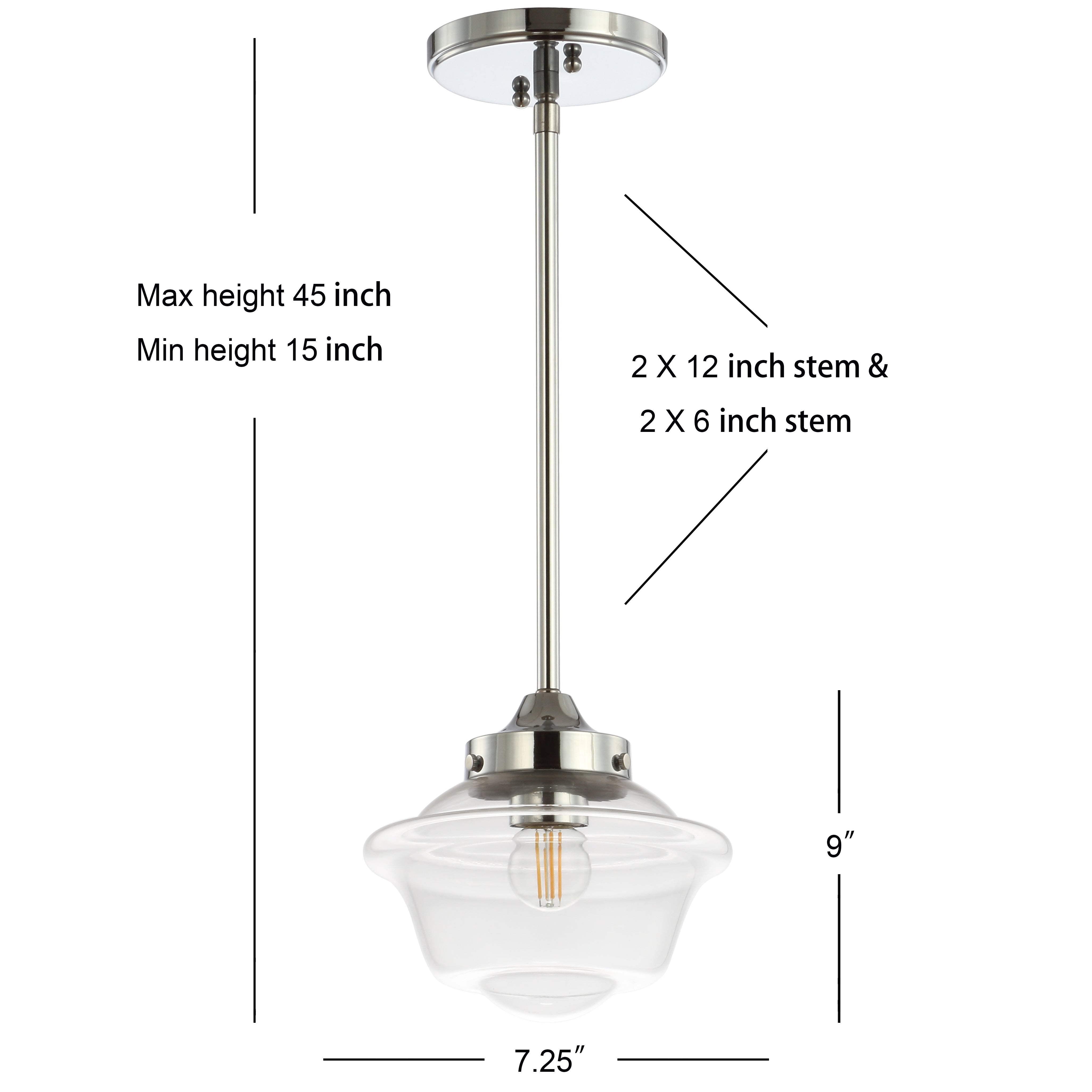 Kurtz Adjustable Drop Metal/Glass LED Pendant