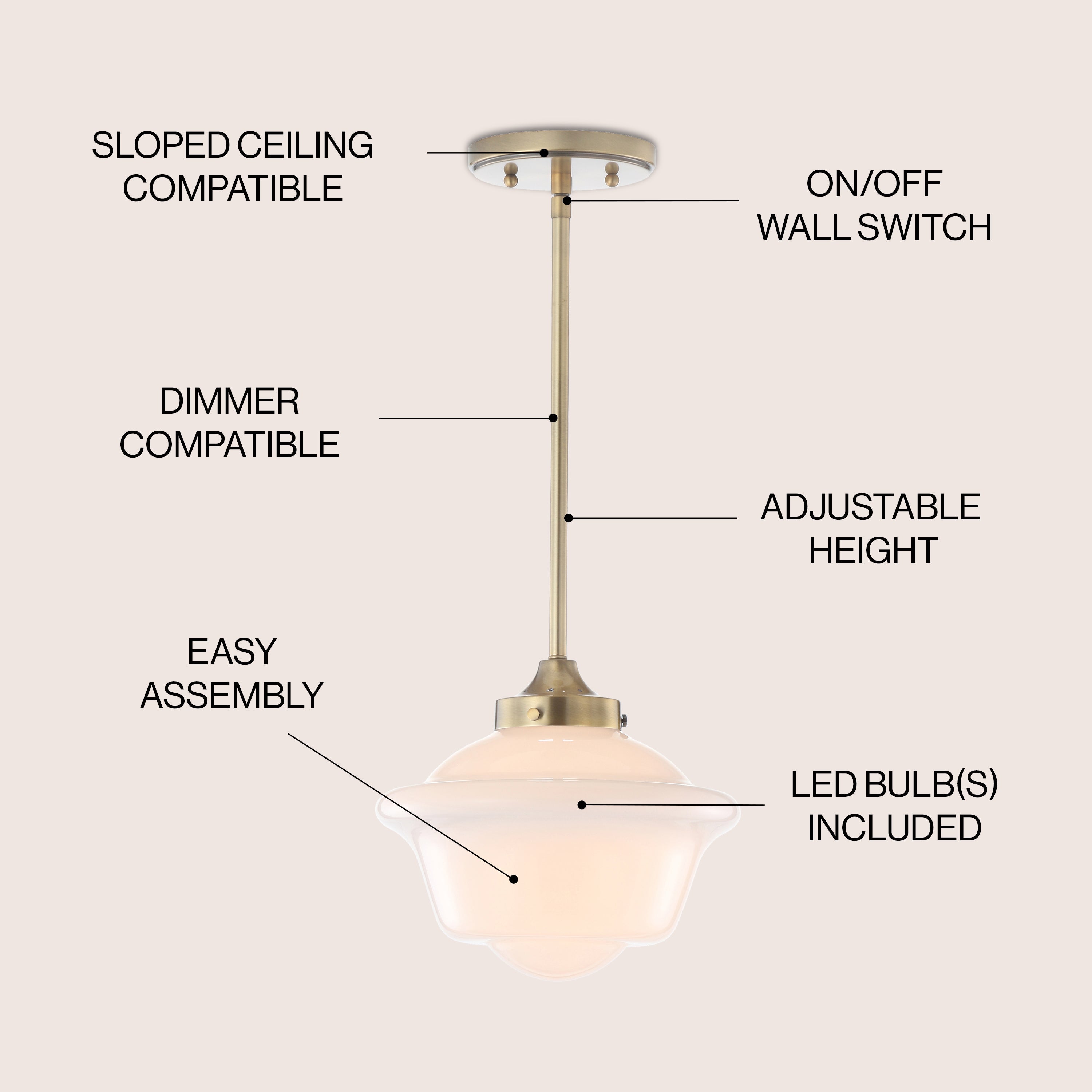 Kurtz Adjustable Drop Metal/Glass LED Pendant