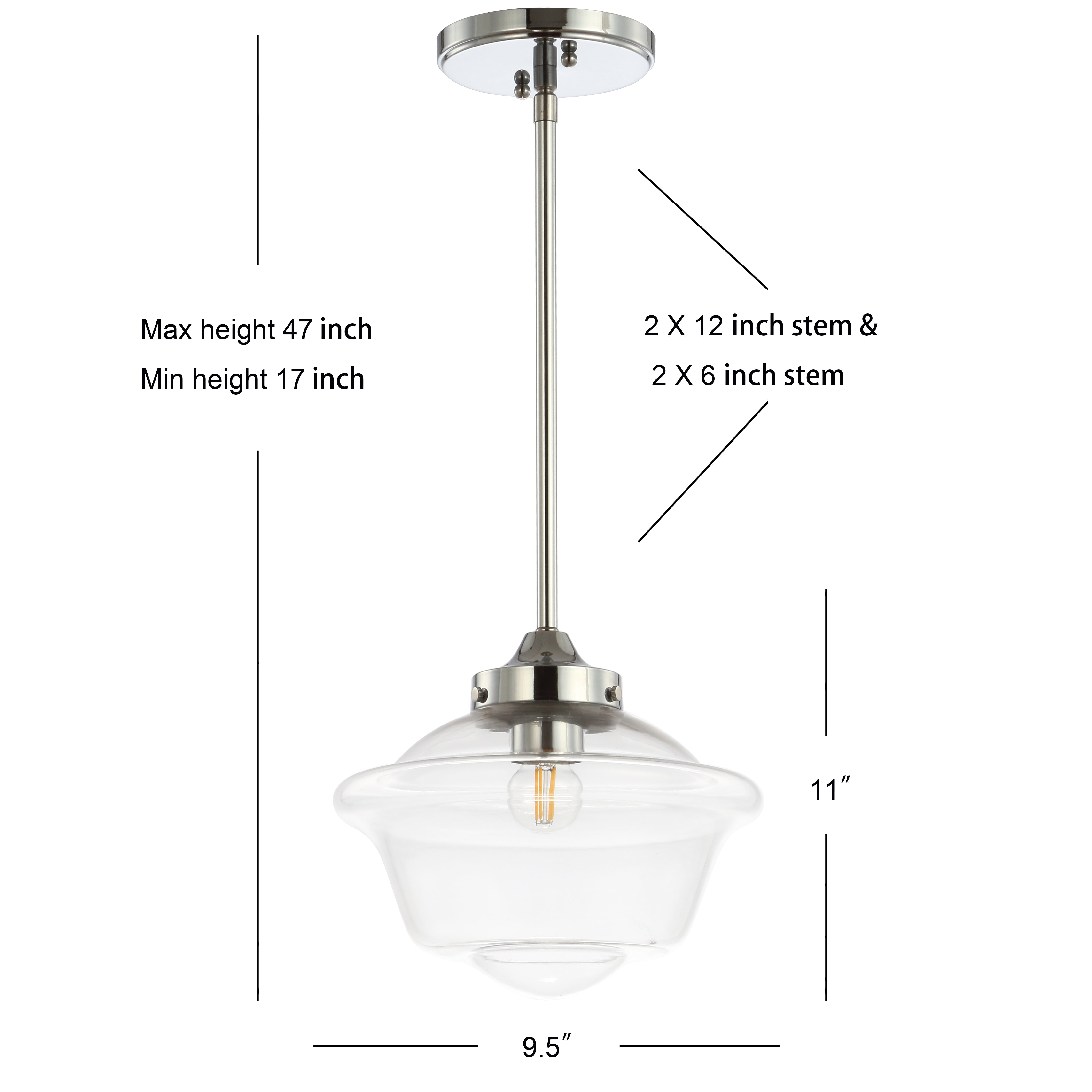 Kurtz Adjustable Drop Metal/Glass LED Pendant
