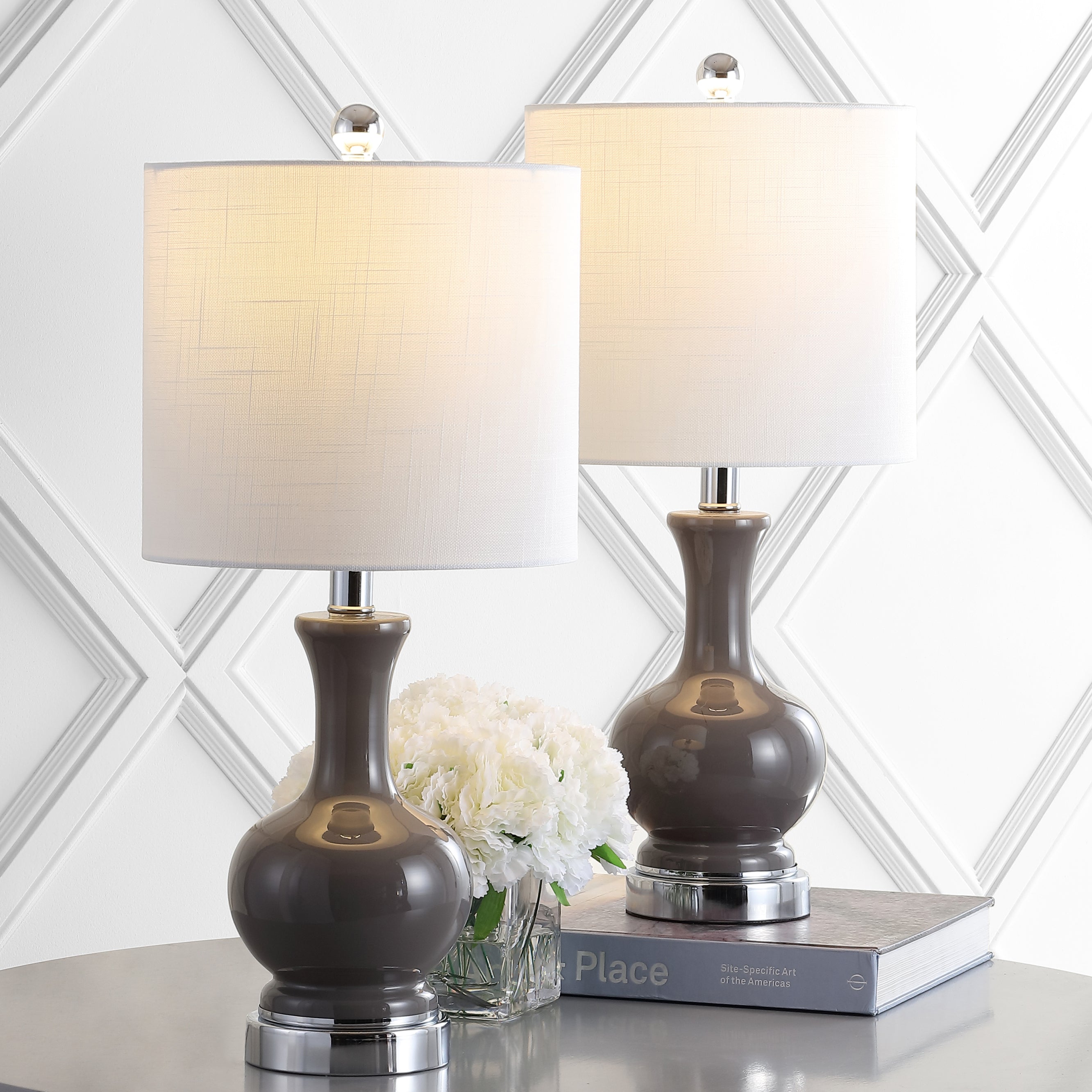 Cox Metal/Glass LED Table Lamp-Set of 2