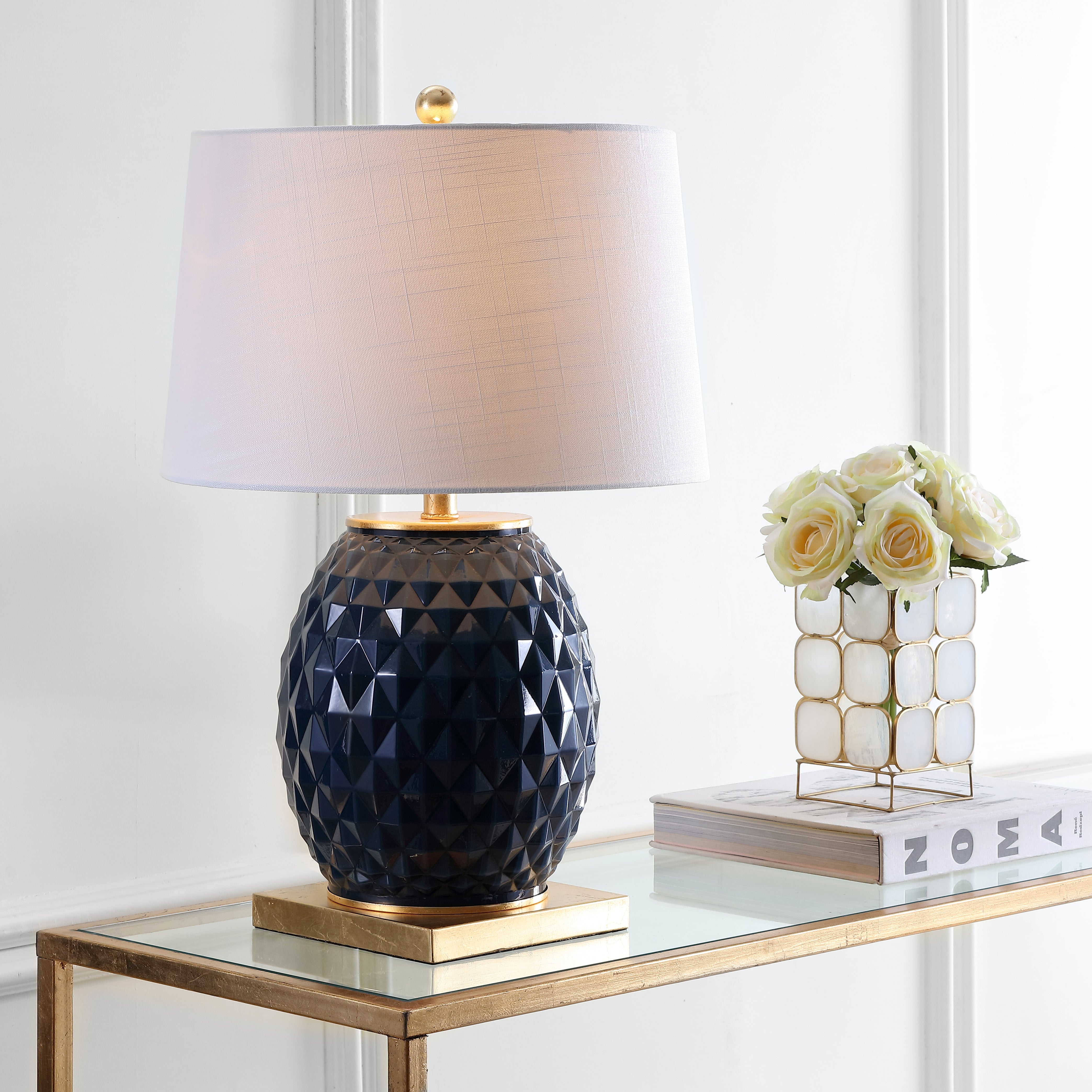 Diamond LED Glass/Metal Table Lamp