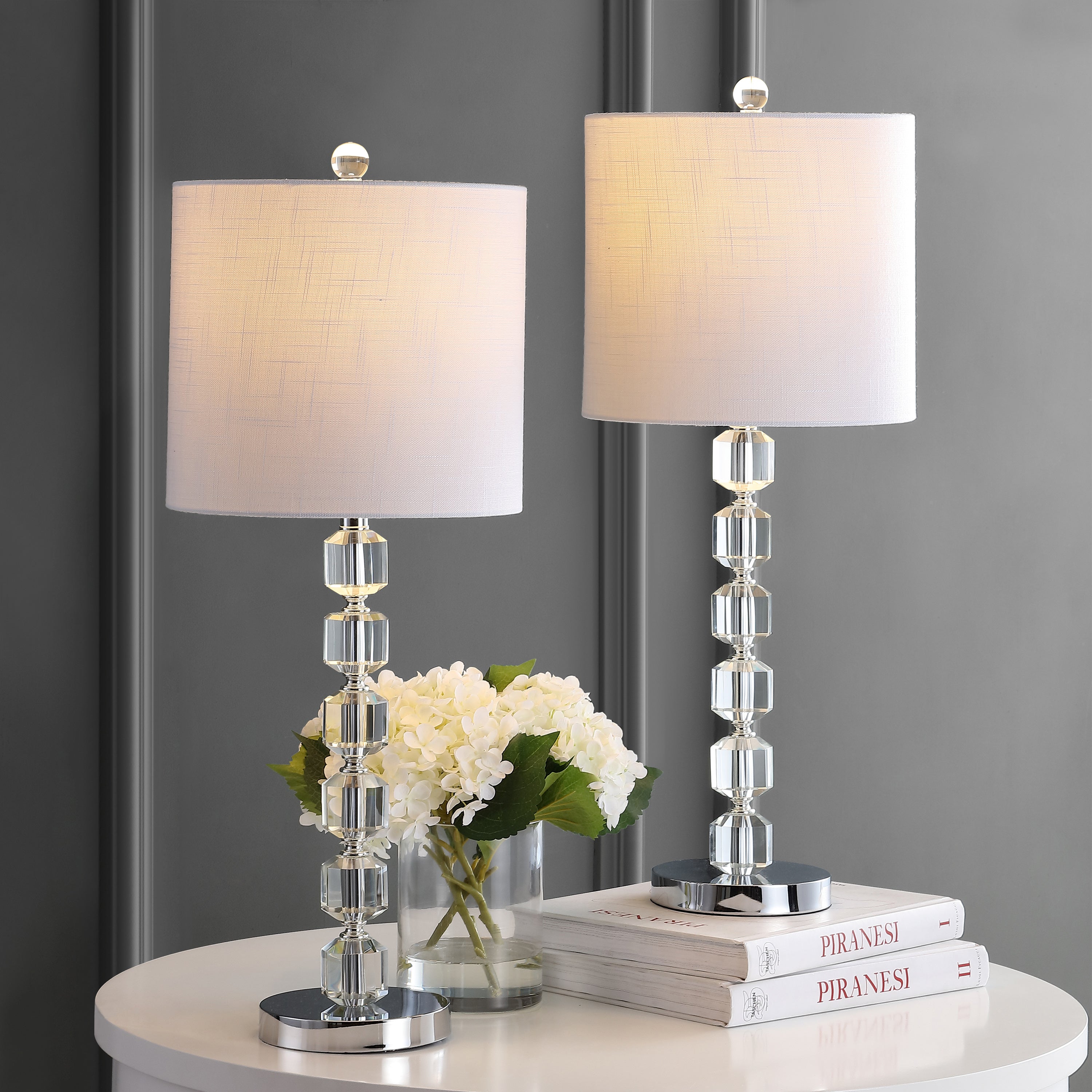 Cary Modern Stacked Crystal/Metal LED Table Lamp