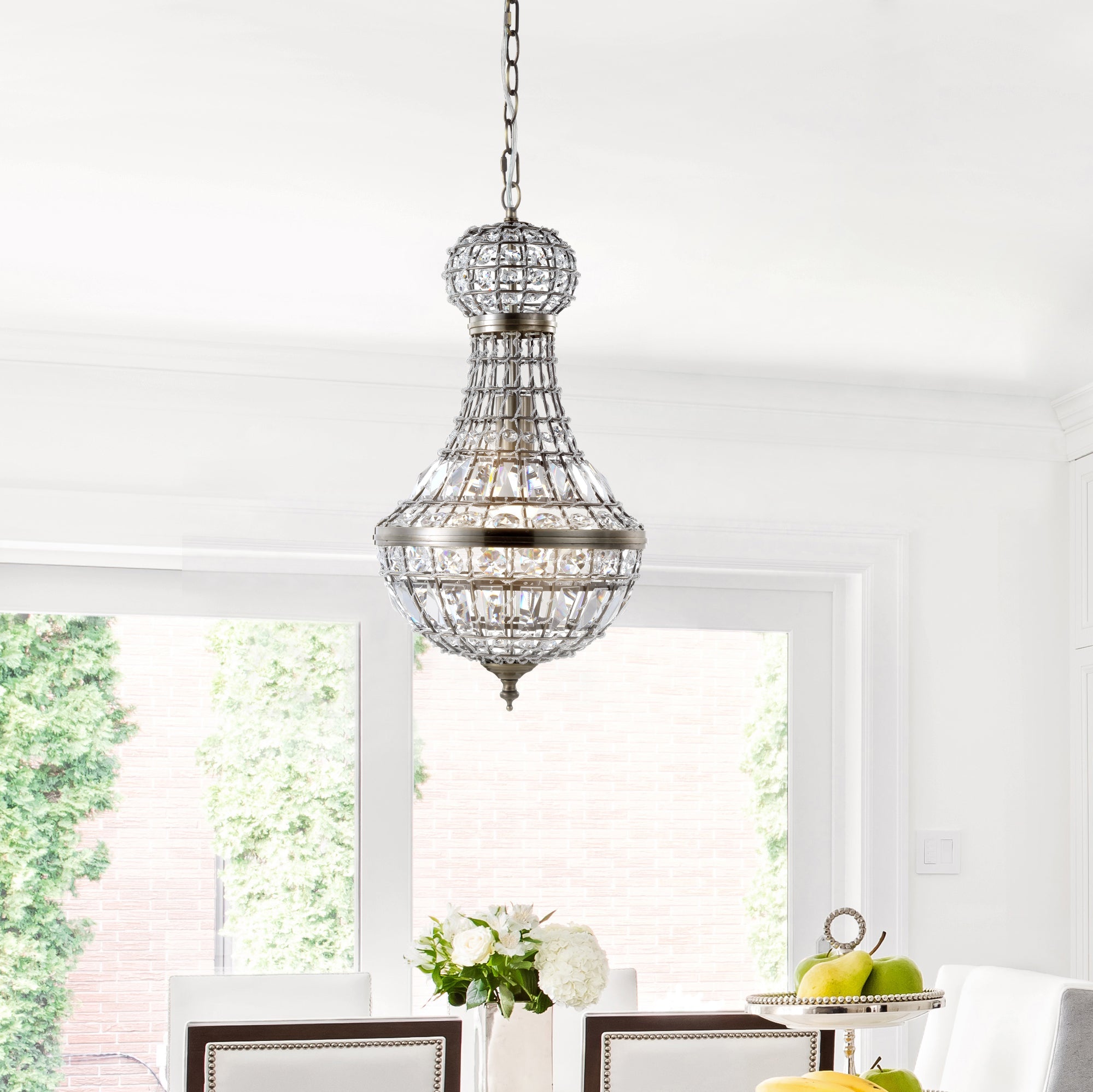 Regina Crystal/Metal Empire LED Pendant