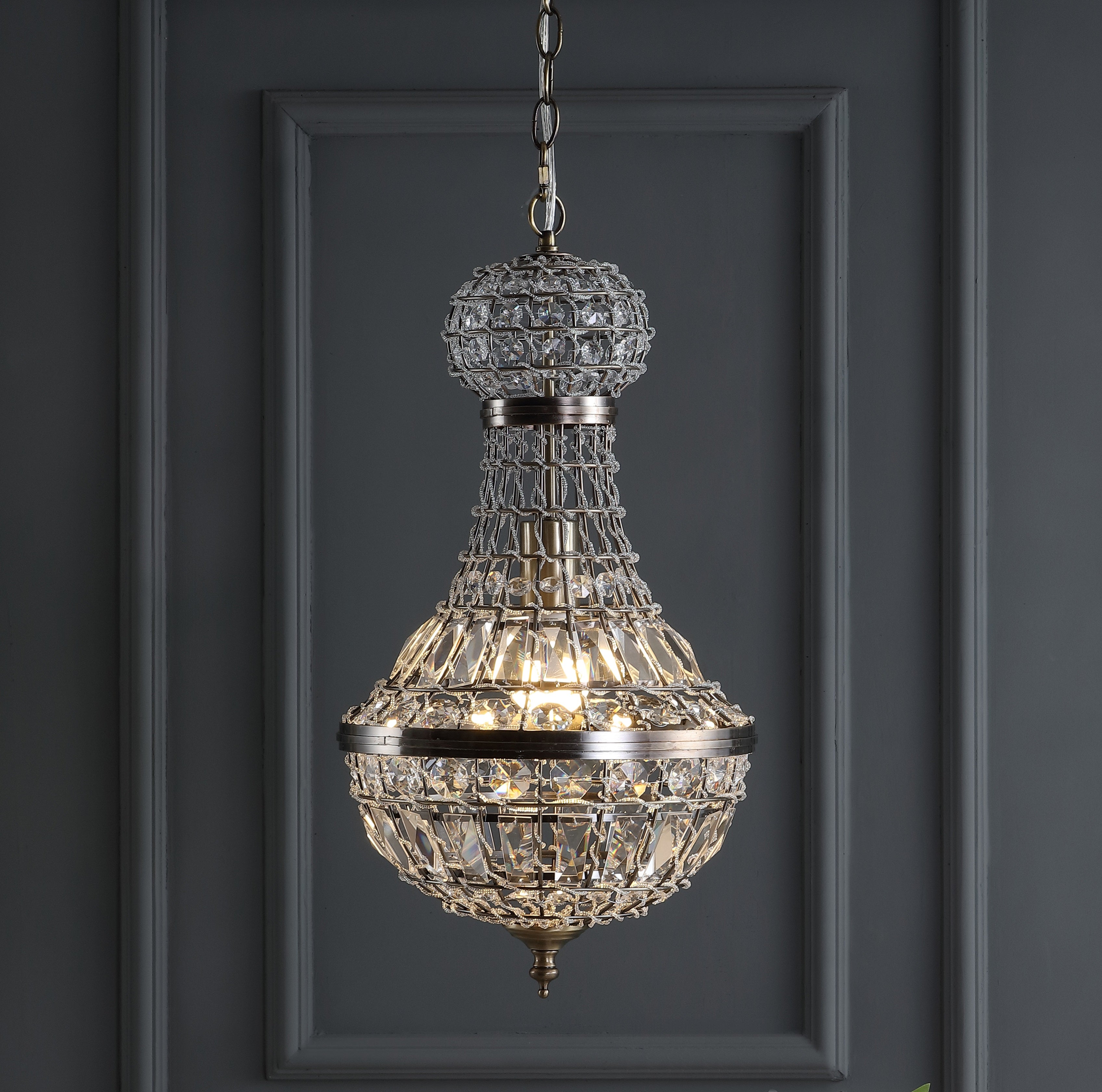 Regina Crystal/Metal Empire LED Pendant