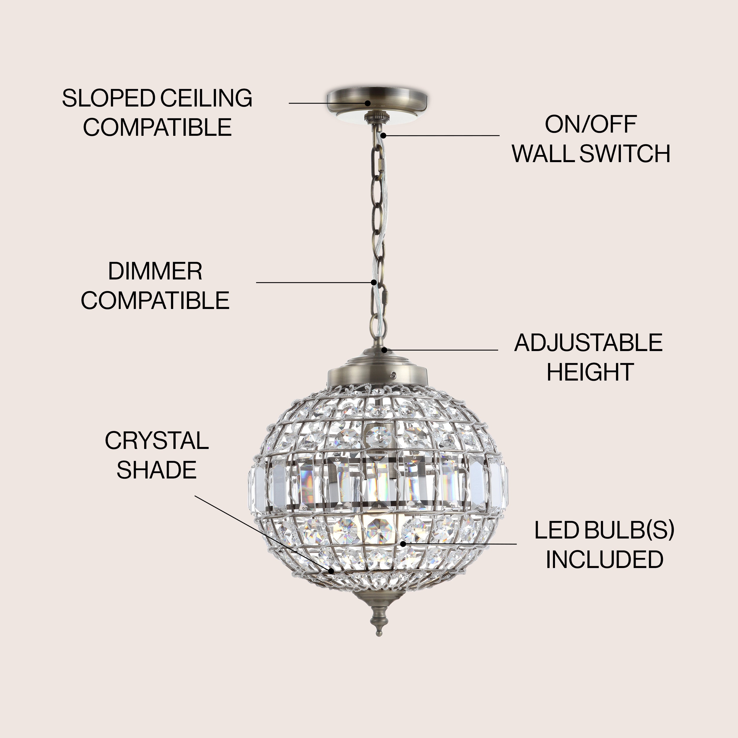 Georgina Crystal/Metal LED Pendant Pendant