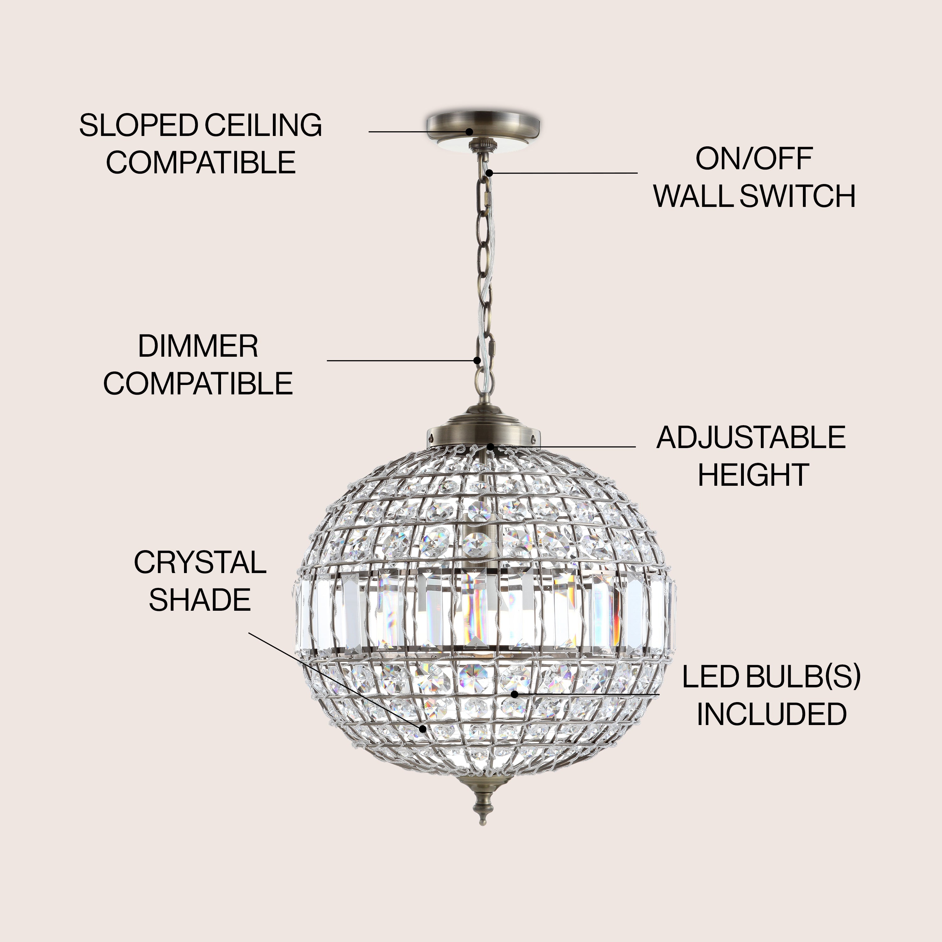 Georgina Crystal/Metal LED Pendant Pendant