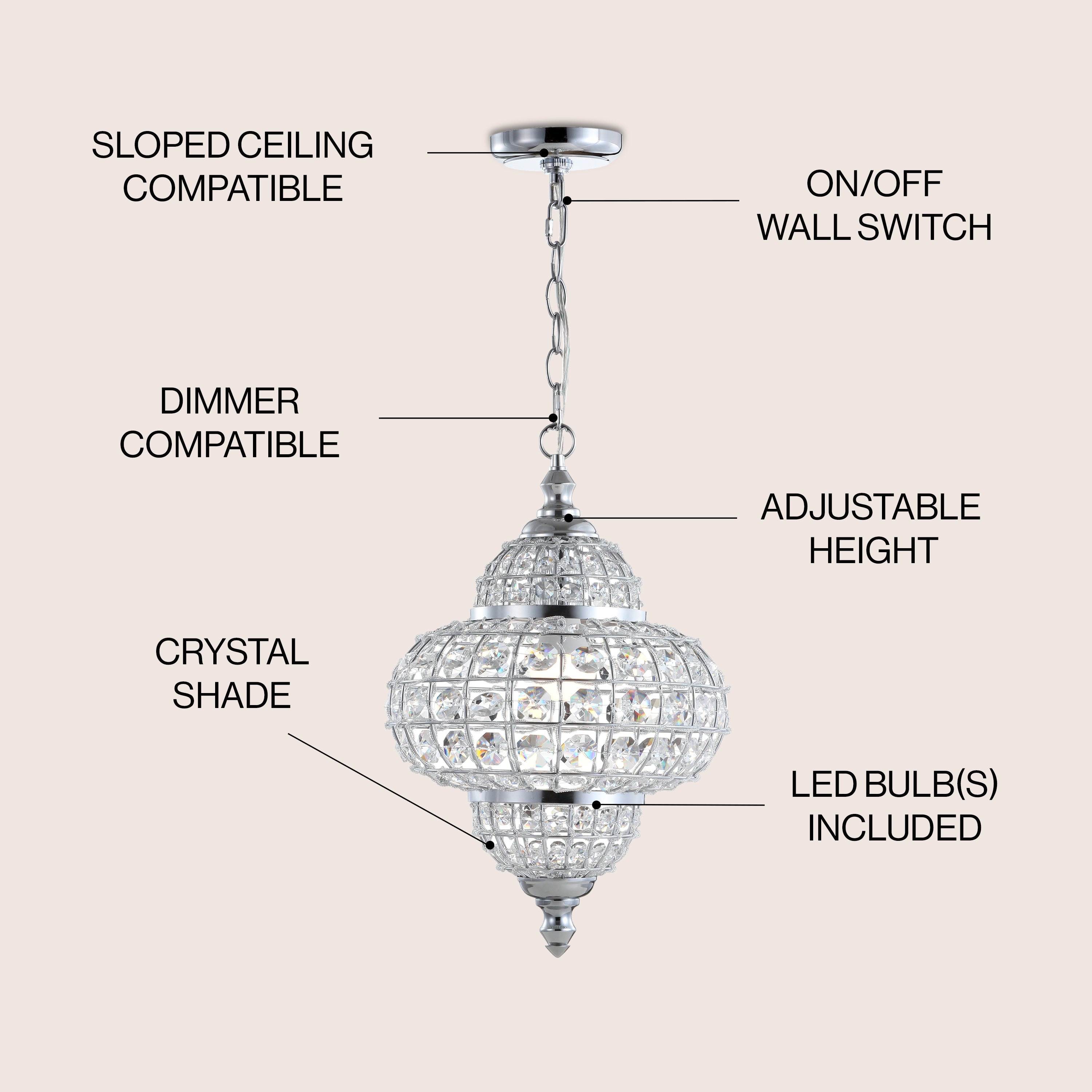 Juliette Crystal/Metal LED Pendant Pendant