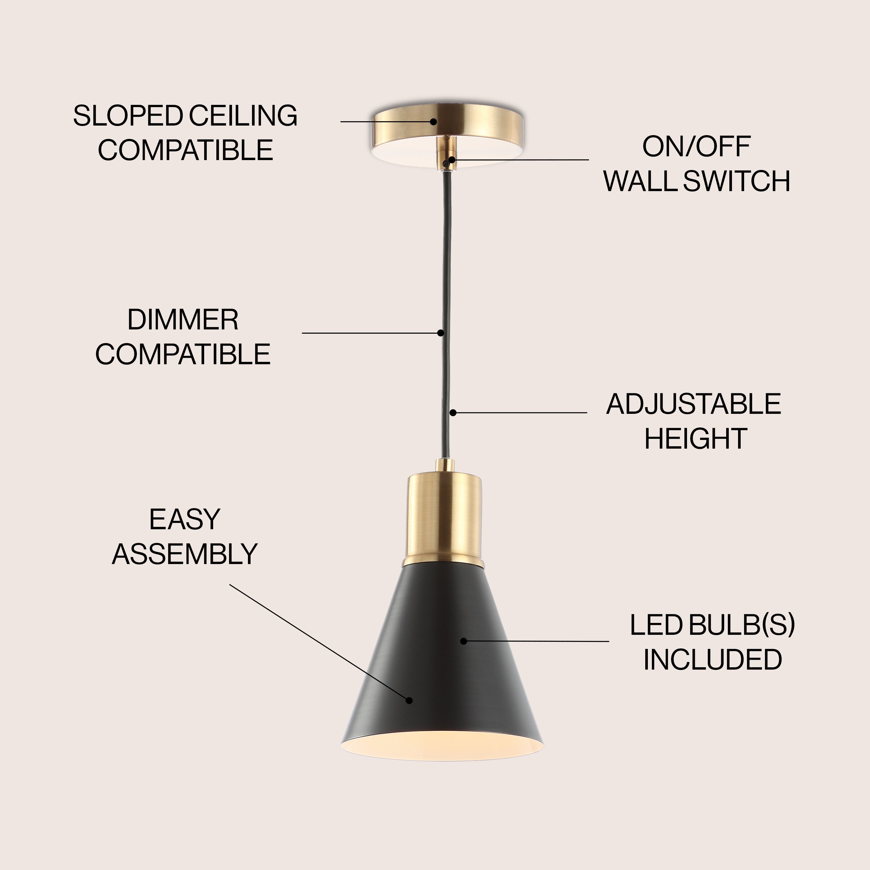 Apollo 1-Light Mid-Century Modern Iron LED Pendant
