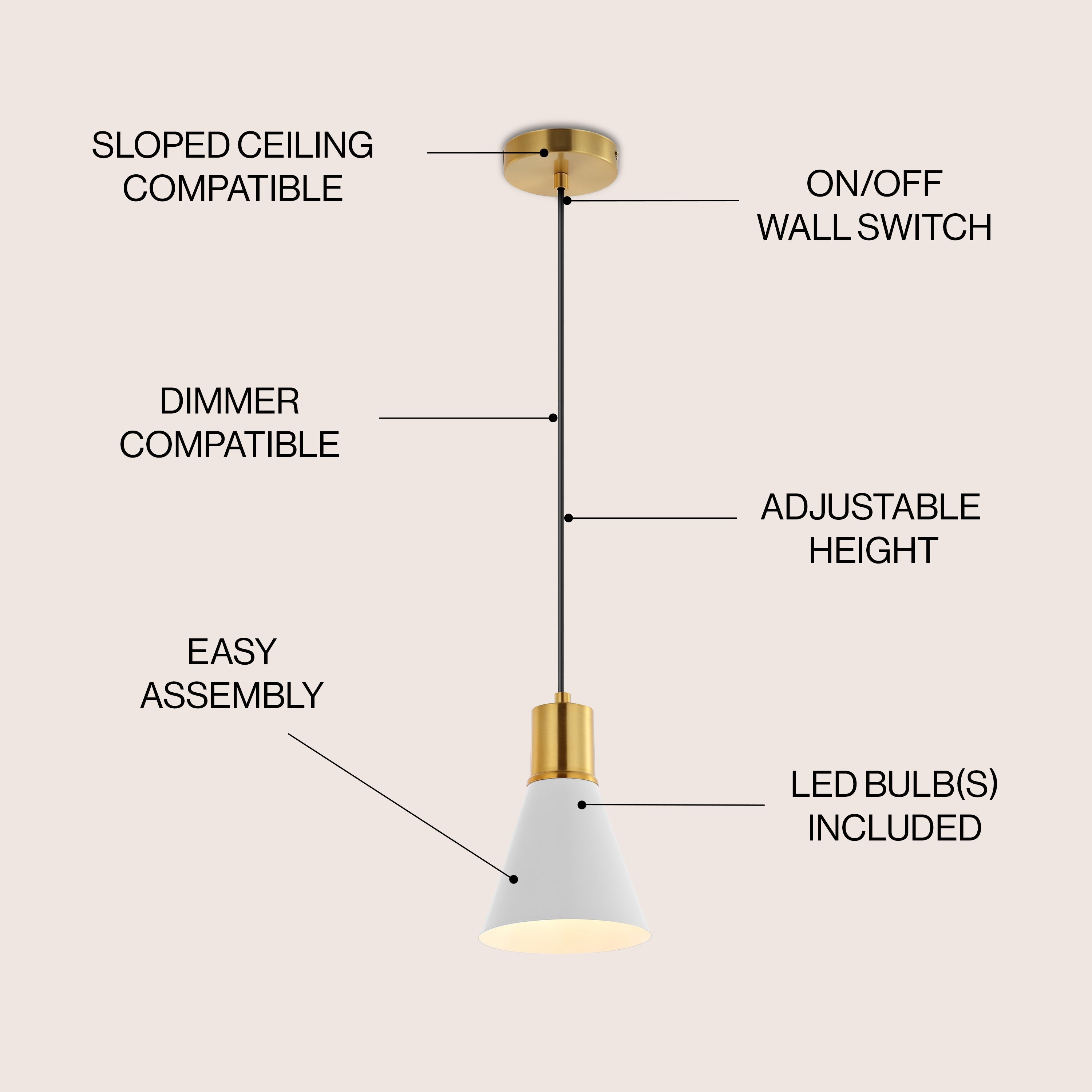 Apollo 1-Light Mid-Century Modern Iron LED Pendant