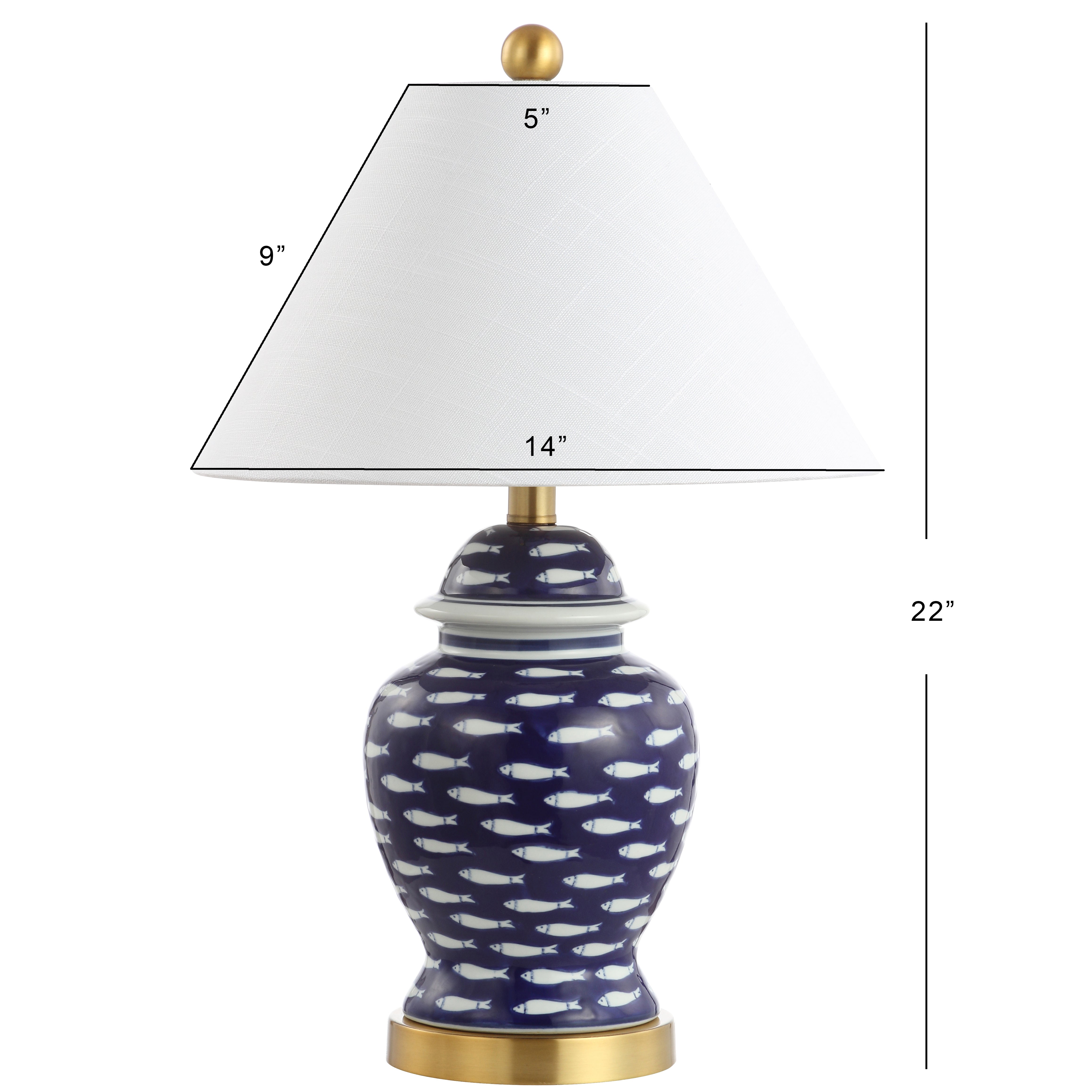 School Ginger Jar Ceramic/Metal LED Table Lamp