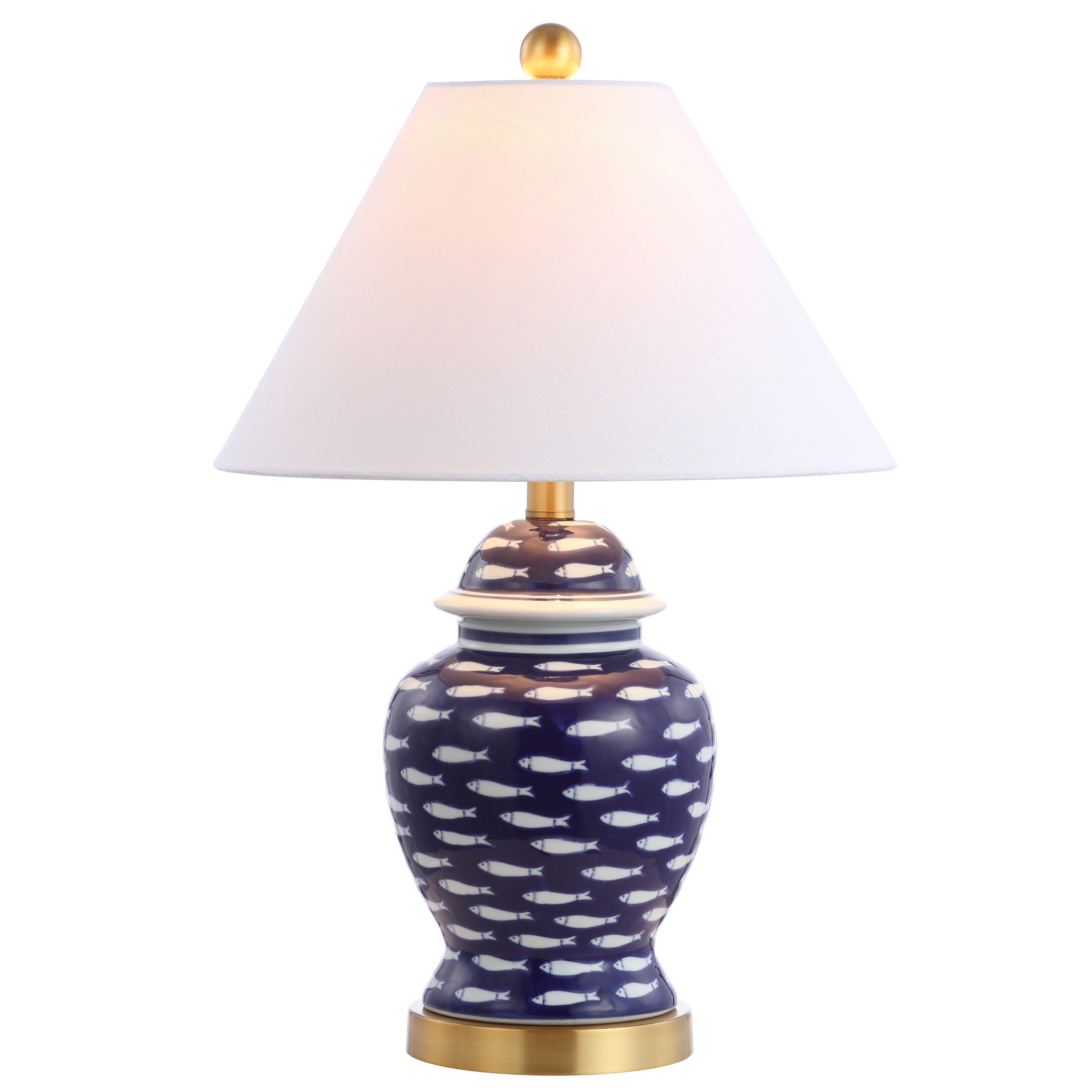 School Ginger Jar Ceramic/Metal LED Table Lamp