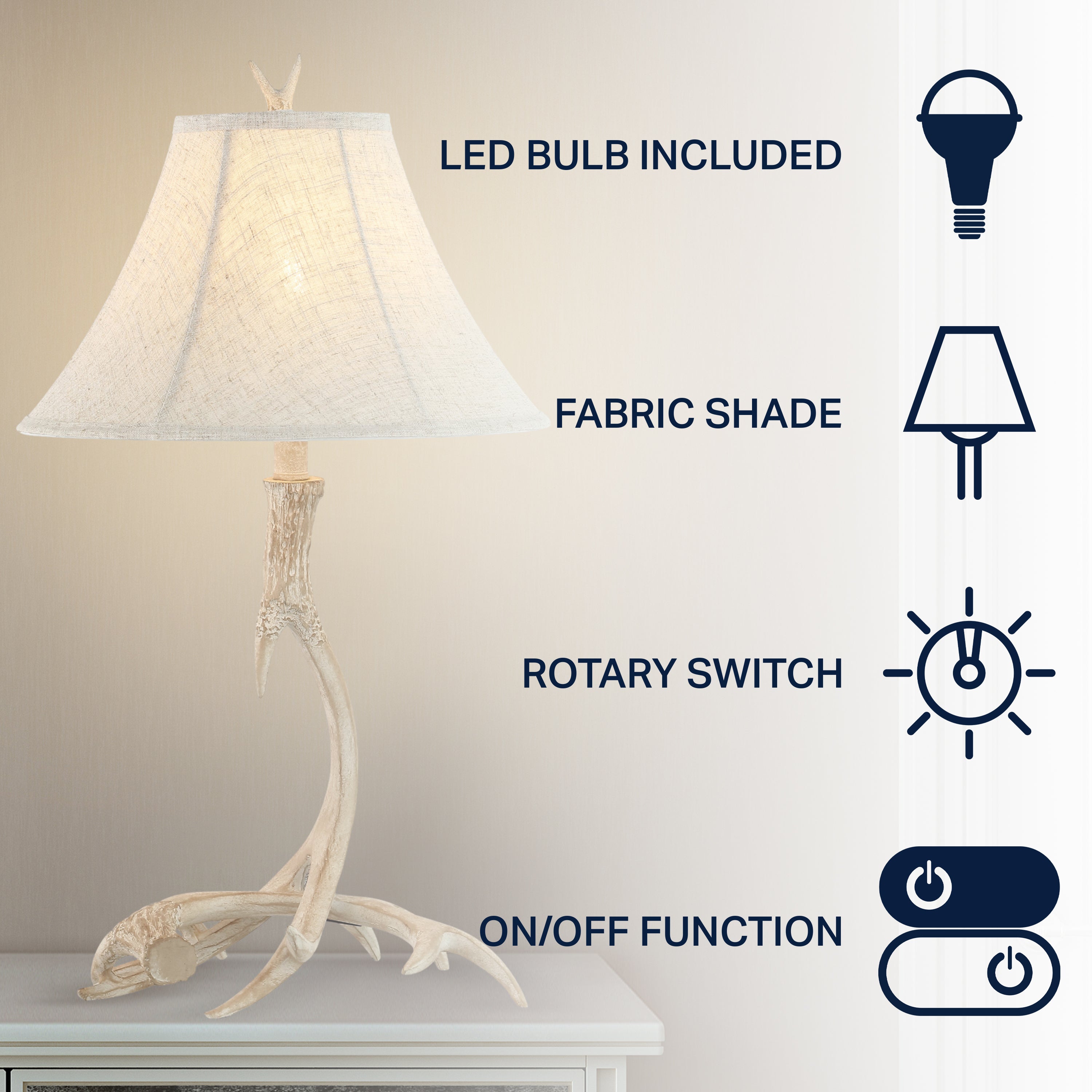 Antler Rustic Resin LED Table Lamp