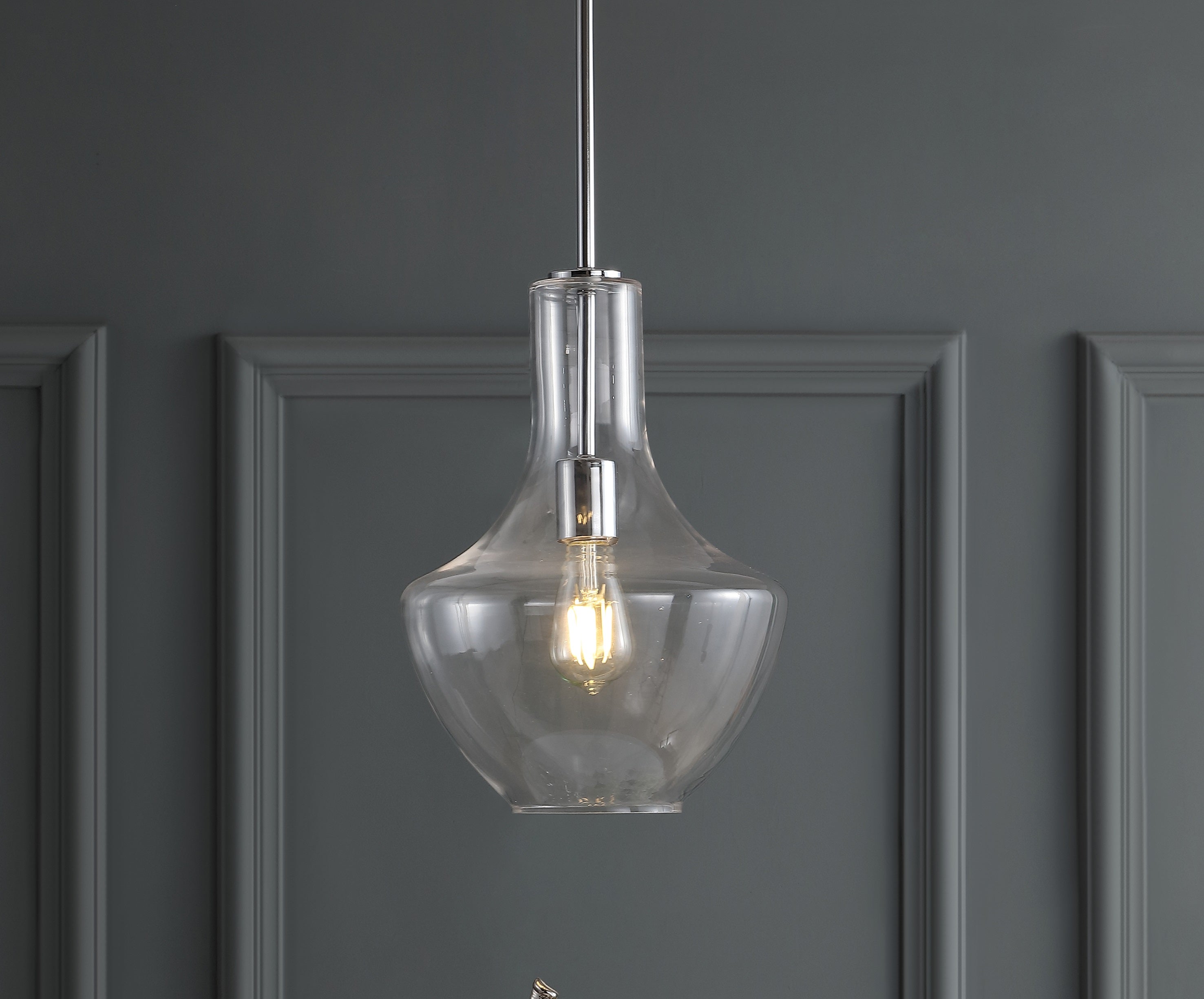 Watts 1-Light Mid-Century Modern Iron/Glass LED Pendant
