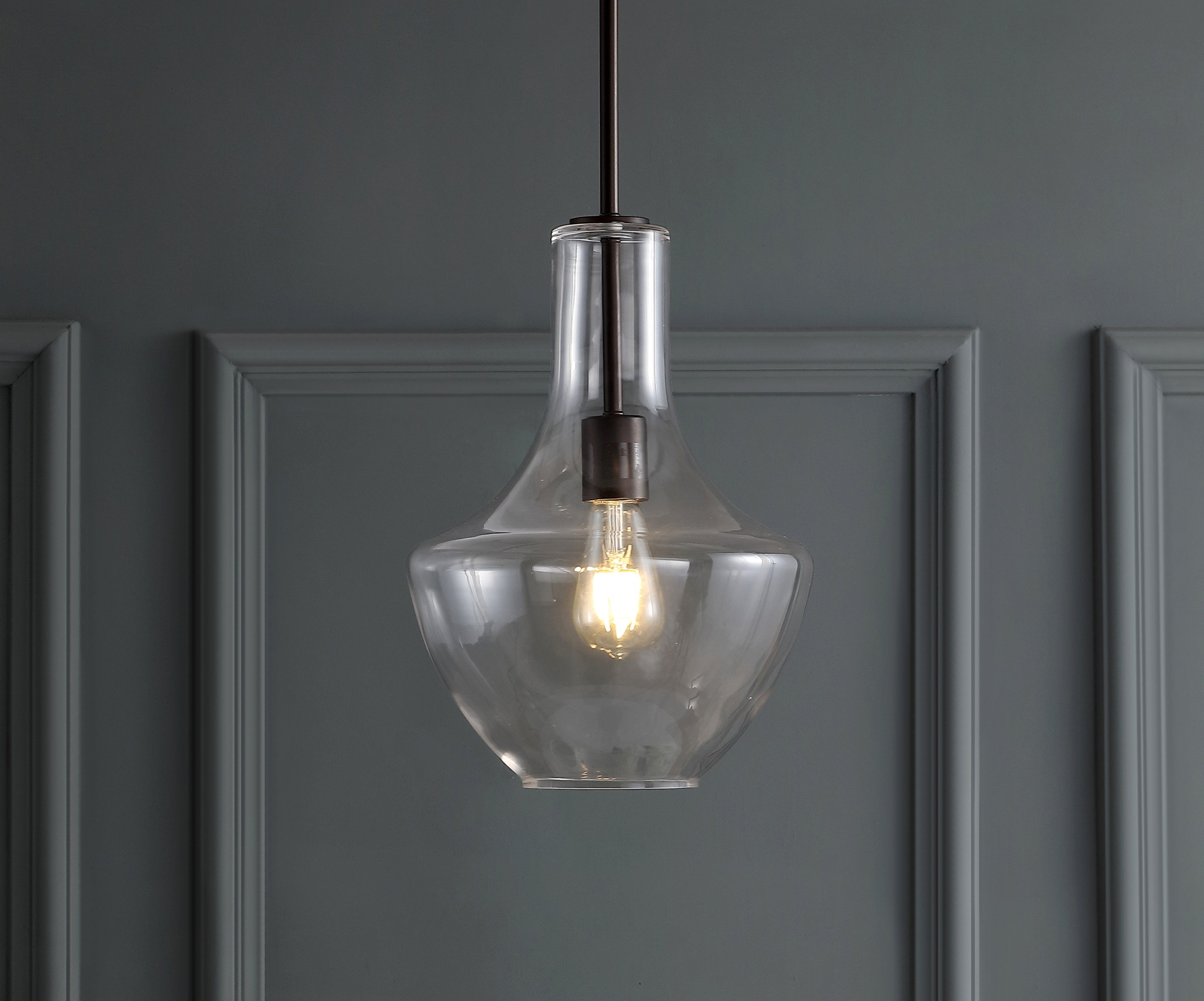 Watts 1-Light Mid-Century Modern Iron/Glass LED Pendant