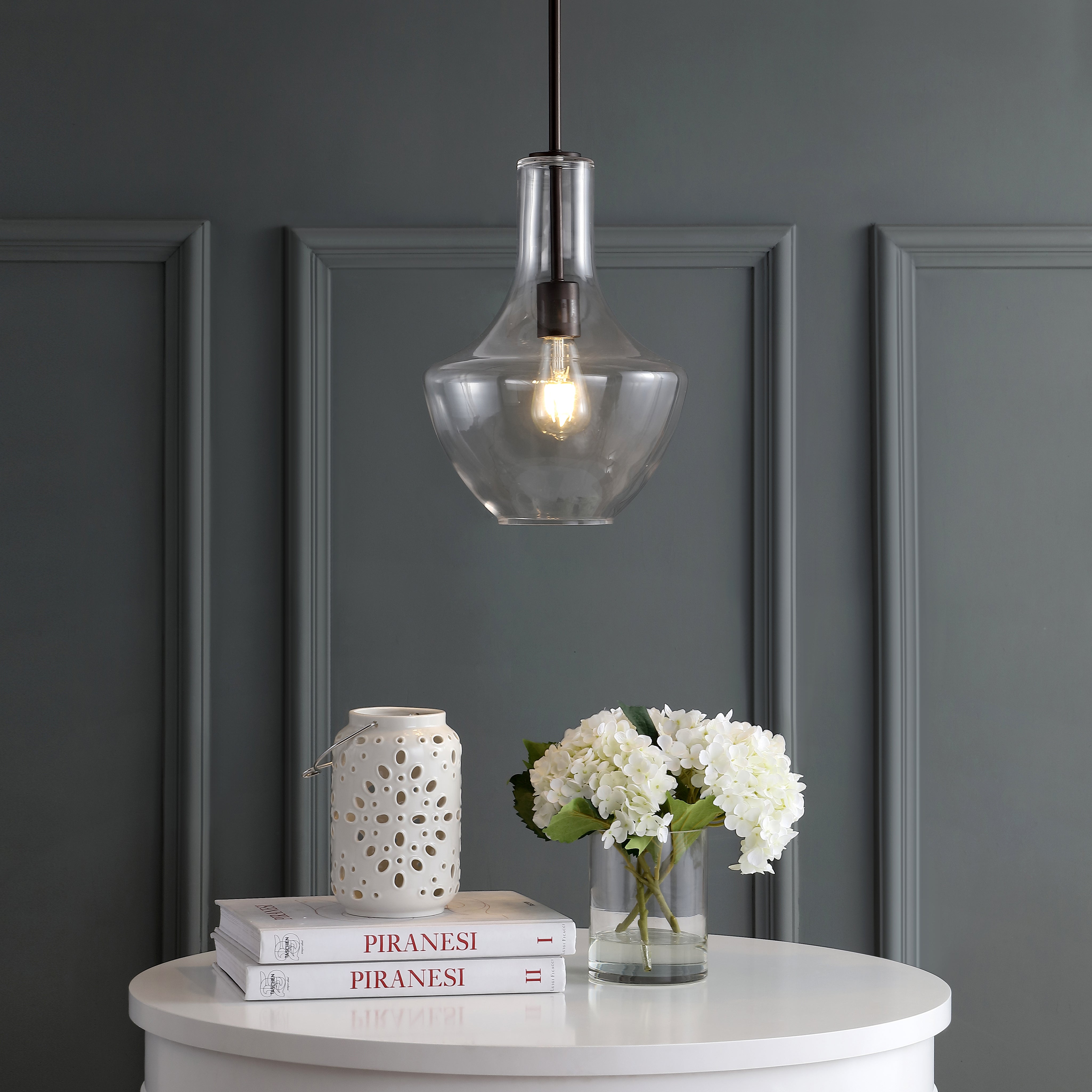 Watts 1-Light Mid-Century Modern Iron/Glass LED Pendant