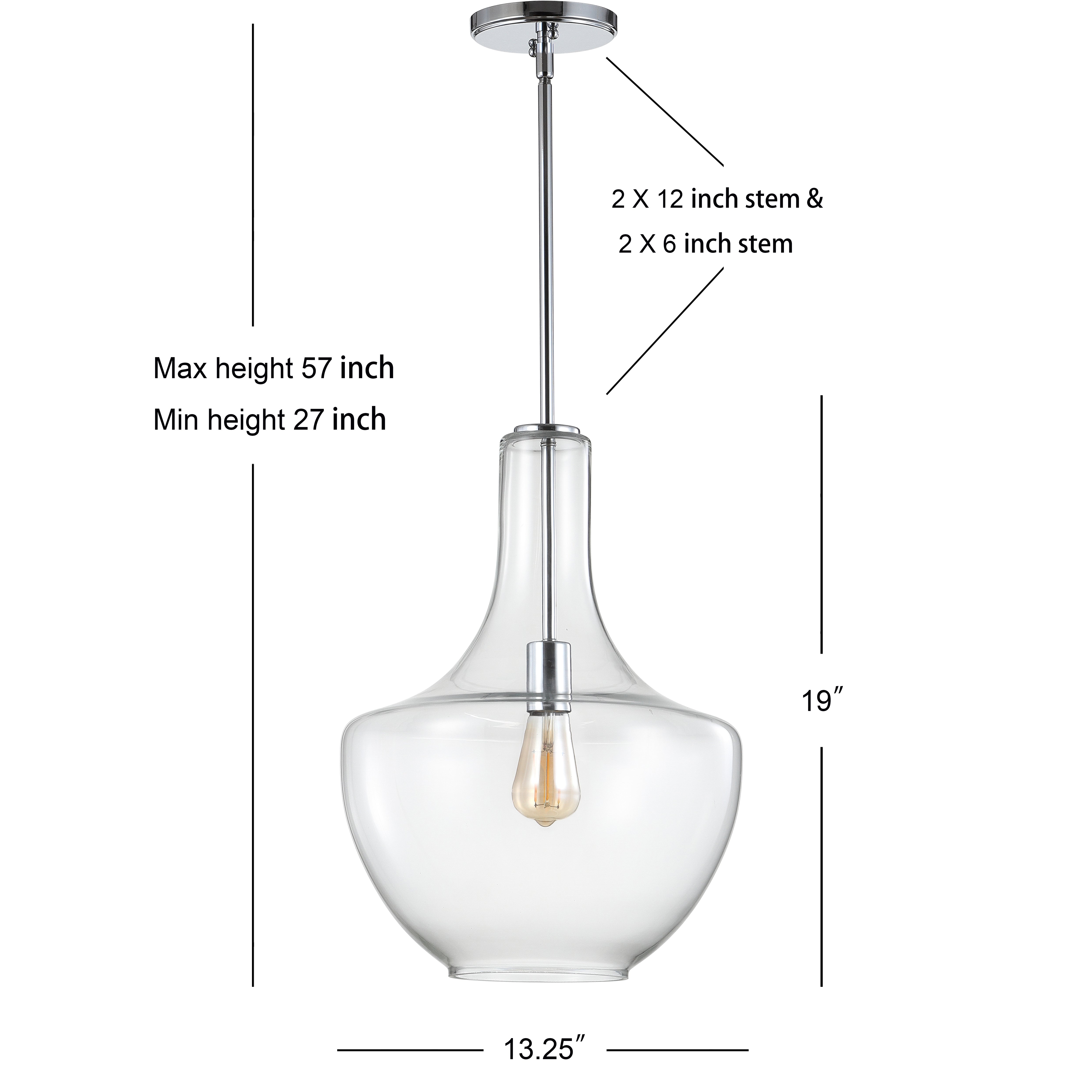 Watts 1-Light Mid-Century Modern Iron/Glass LED Pendant