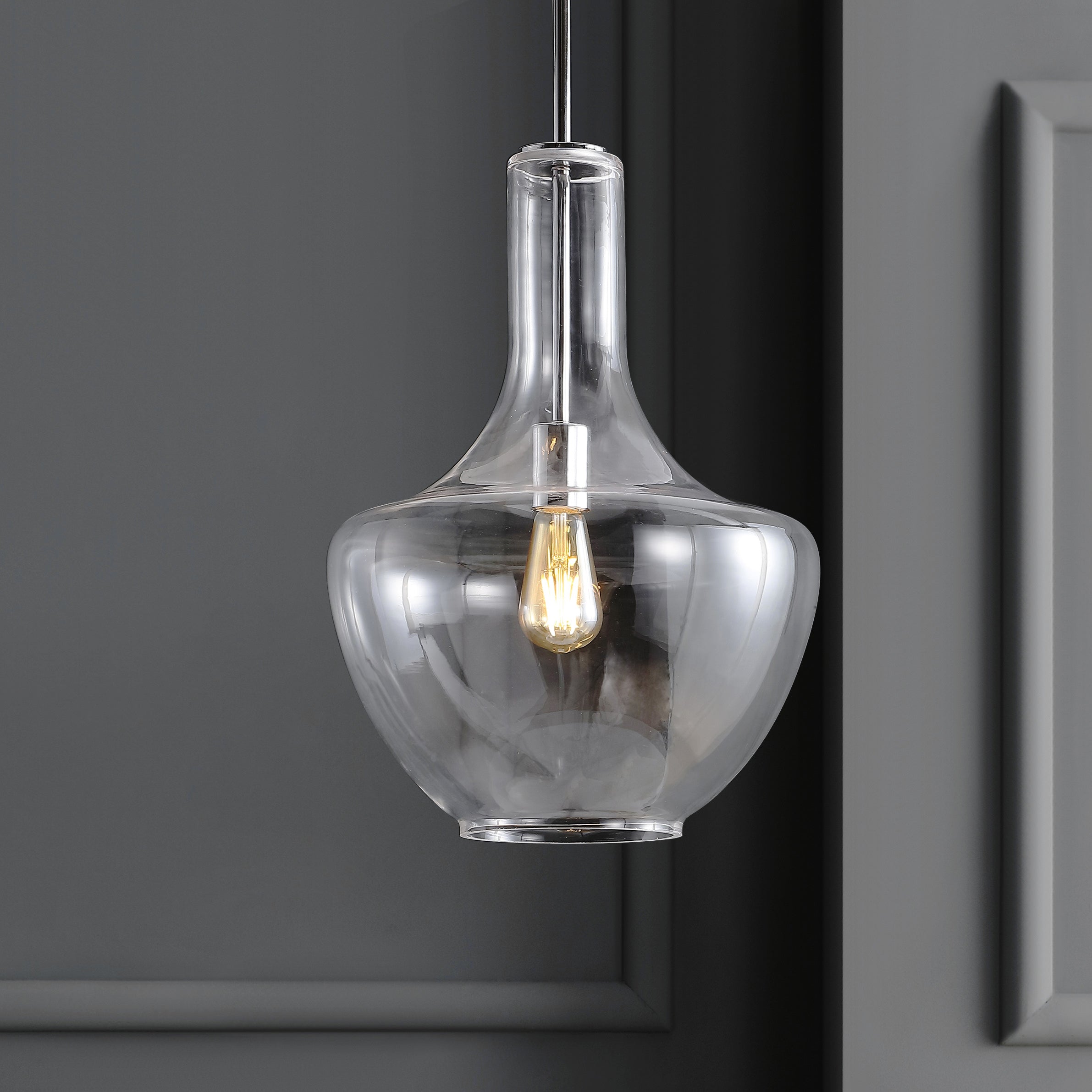 Watts 1-Light Mid-Century Modern Iron/Glass LED Pendant