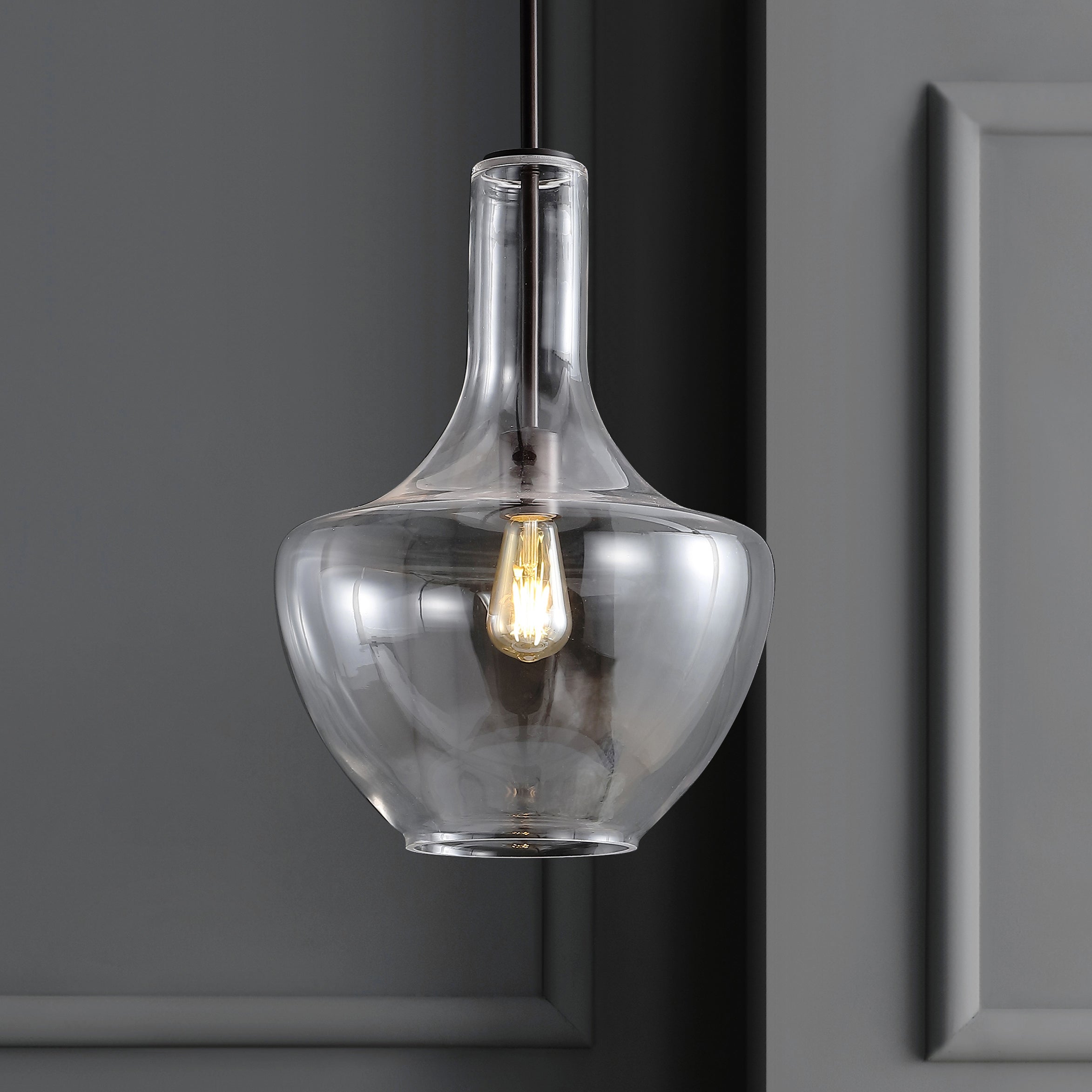 Watts 1-Light Mid-Century Modern Iron/Glass LED Pendant