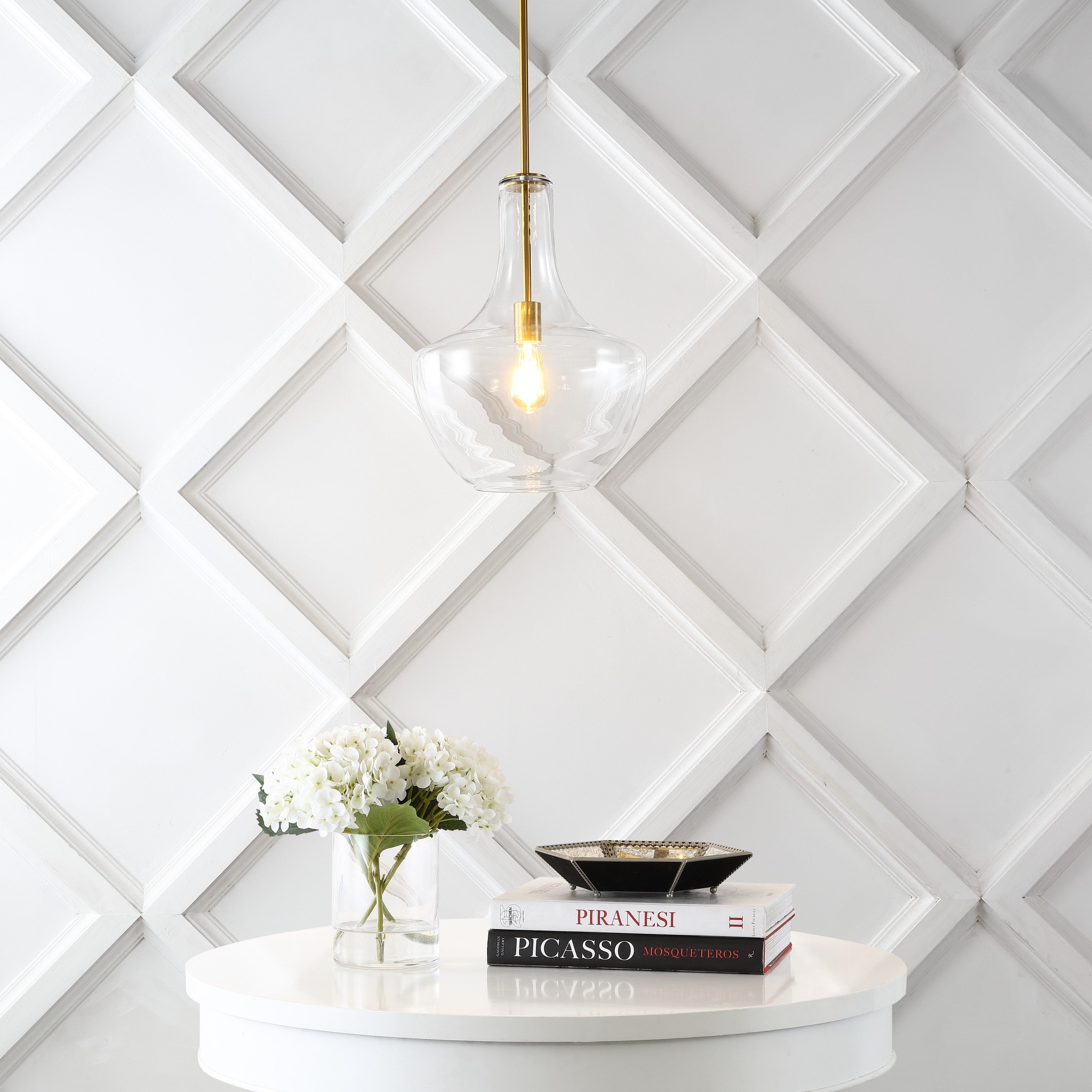 Watts 1-Light Mid-Century Modern Iron/Glass LED Pendant