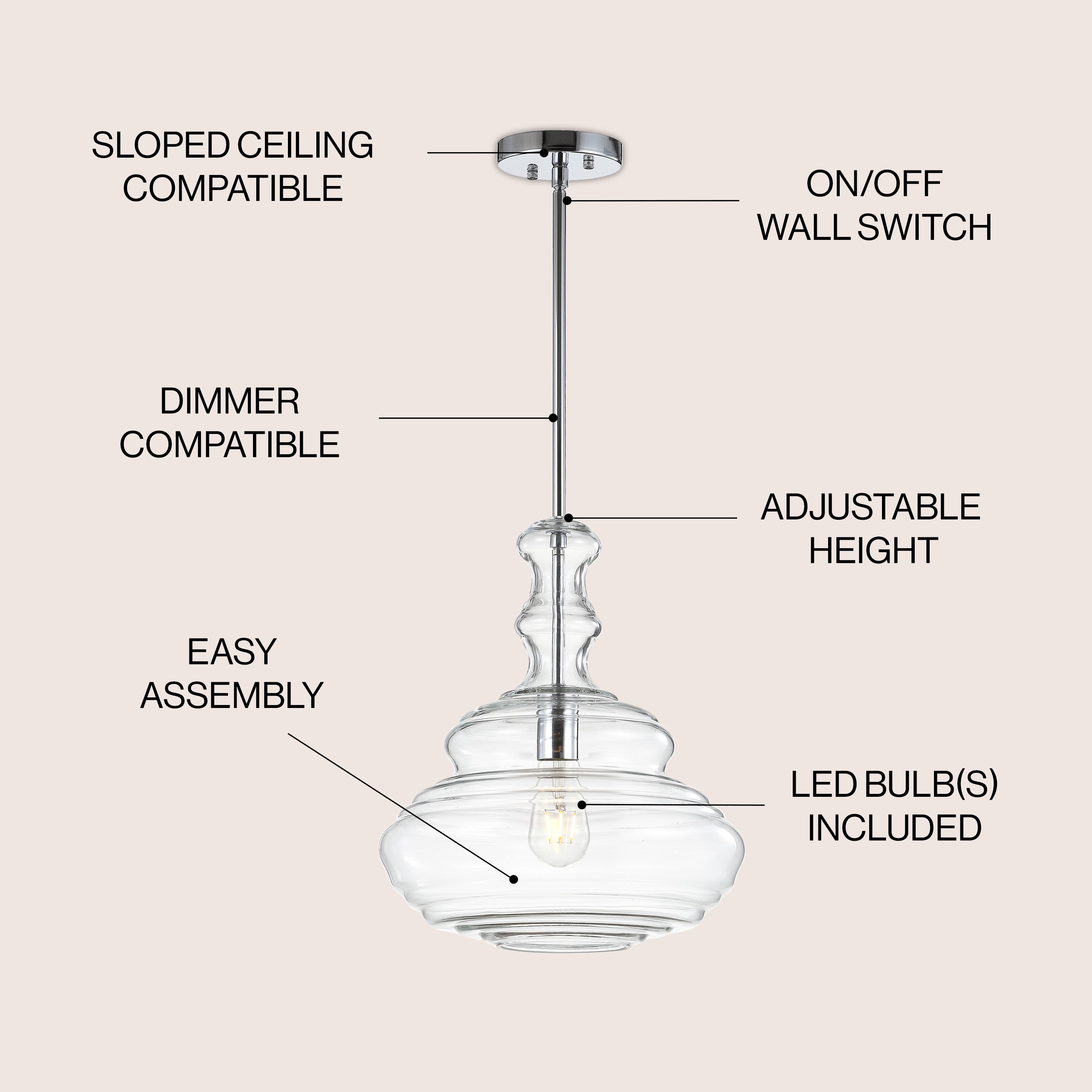 Bettina Glass/Metal LED Pendant