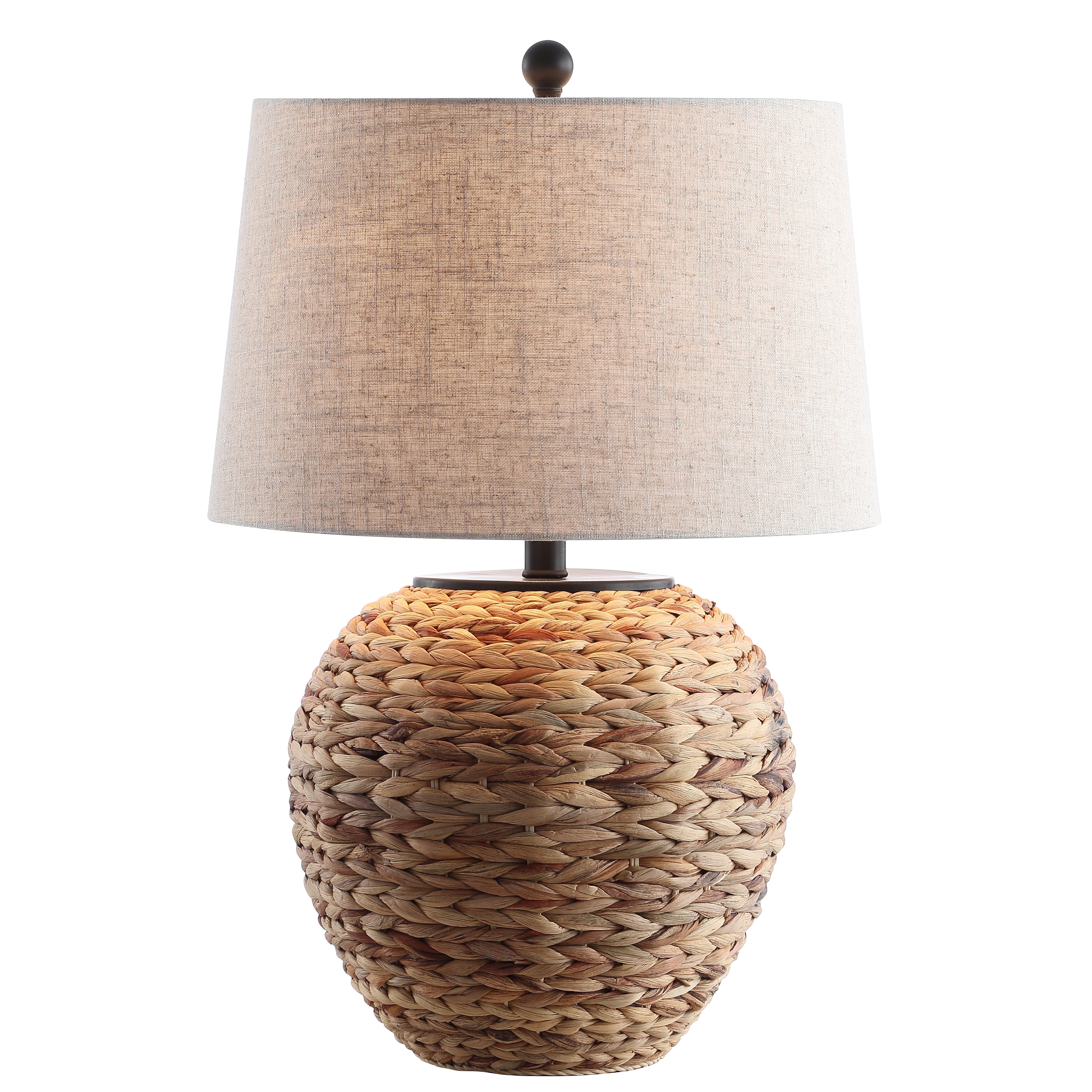 Alaro 1-Light Farmhouse Coastal Water Hyacinth Basket LED Table Lamp